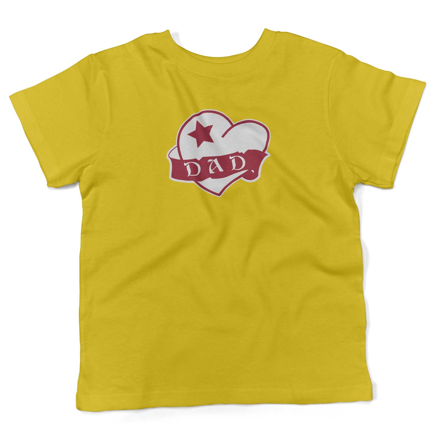 Dad Tattoo Heart Toddler Shirt-Sunshine Yellow-2T