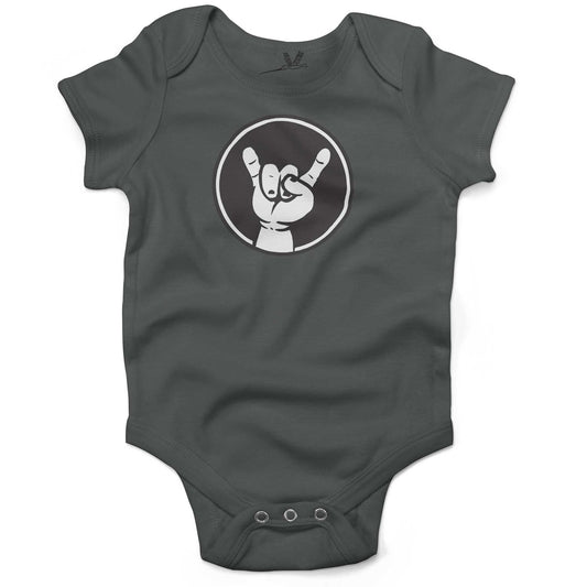 Rock Hand Symbol Infant Bodysuit or Raglan Tee-Organic Asphalt-3-6 months