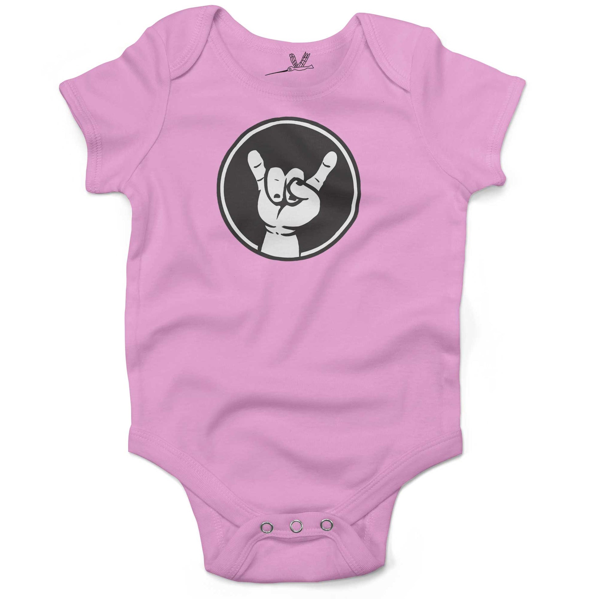 Rock Hand Symbol Infant Bodysuit or Raglan Tee-Organic Pink-3-6 months