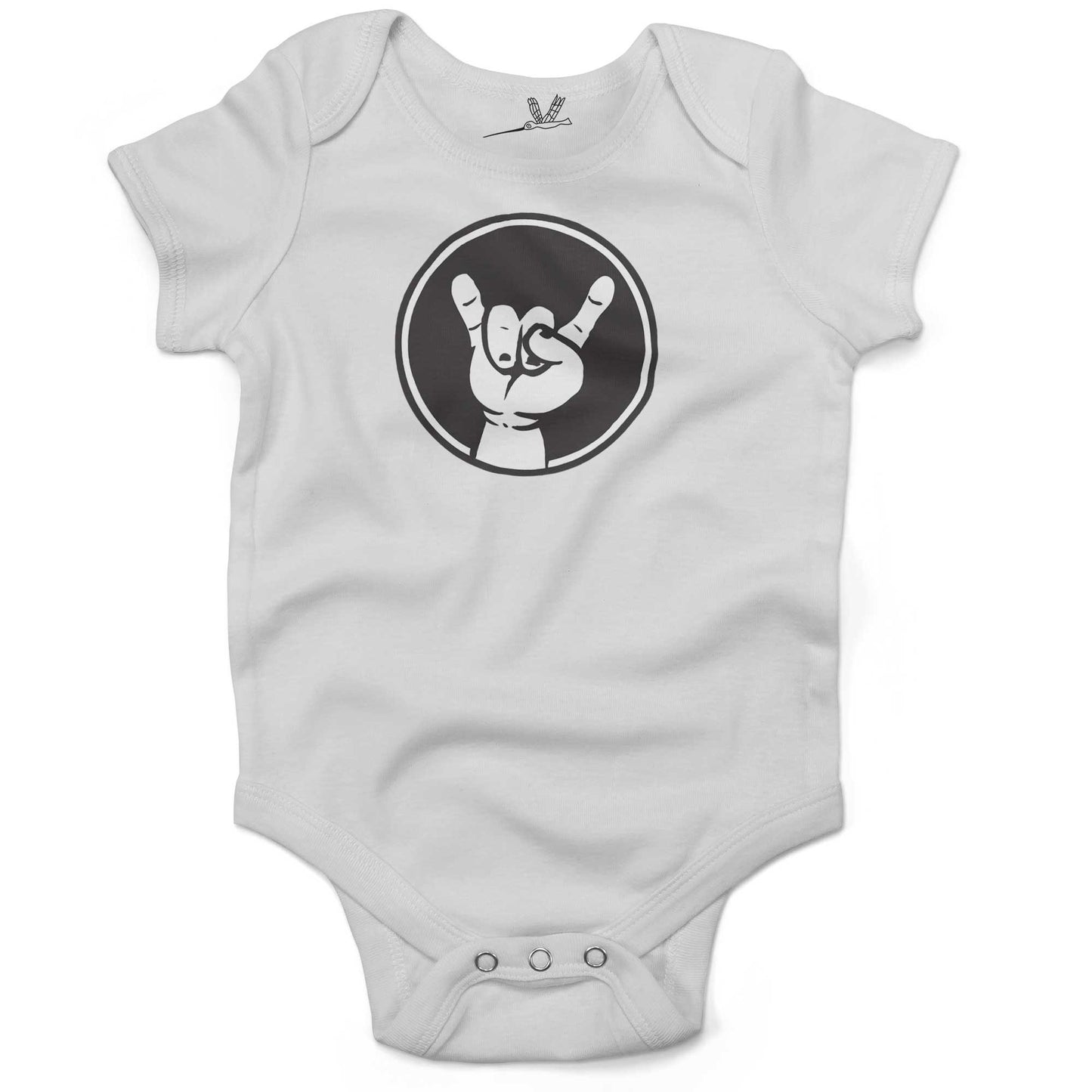 Rock Hand Symbol Infant Bodysuit or Raglan Tee-White-3-6 months