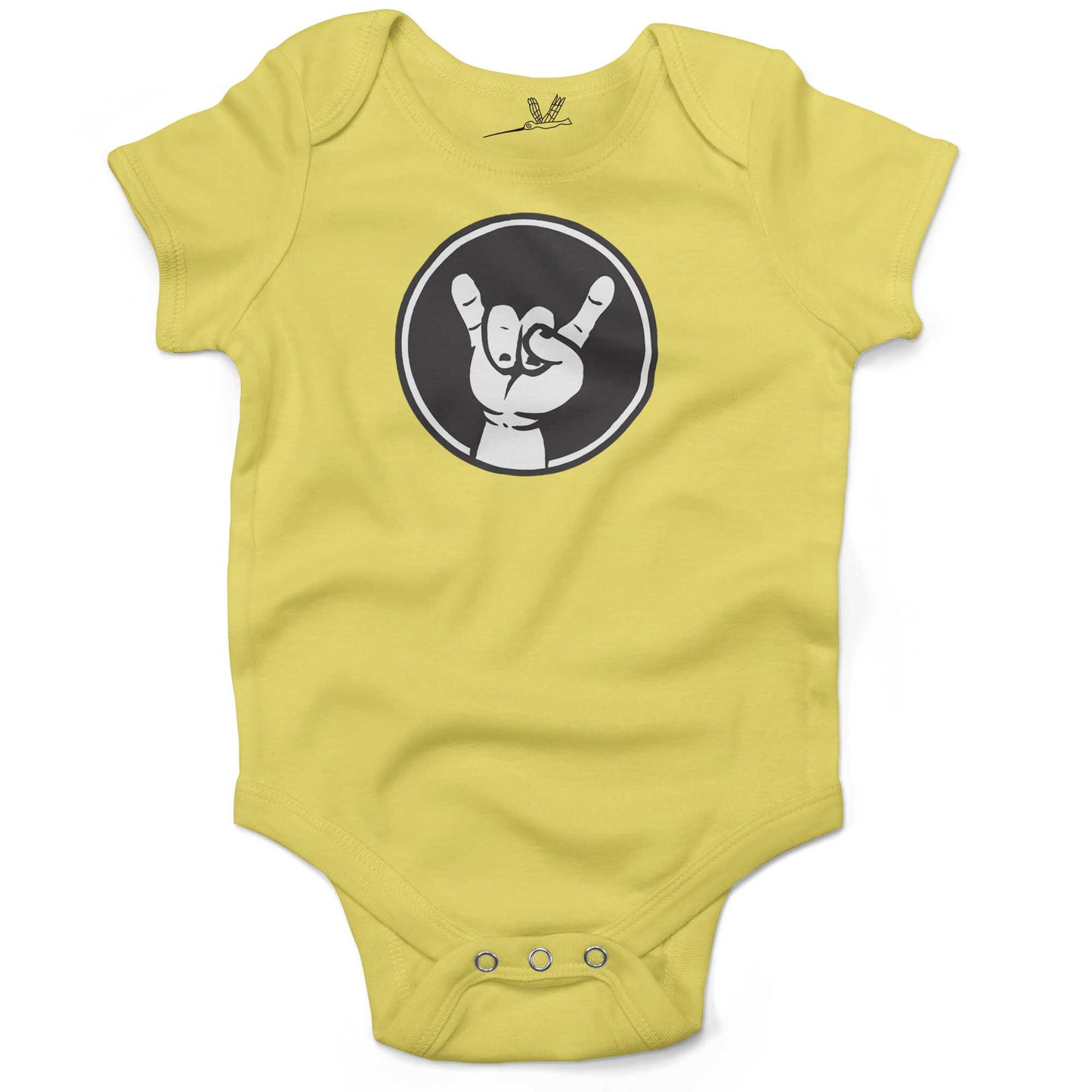 Rock Hand Symbol Infant Bodysuit or Raglan Tee-Yellow-3-6 months