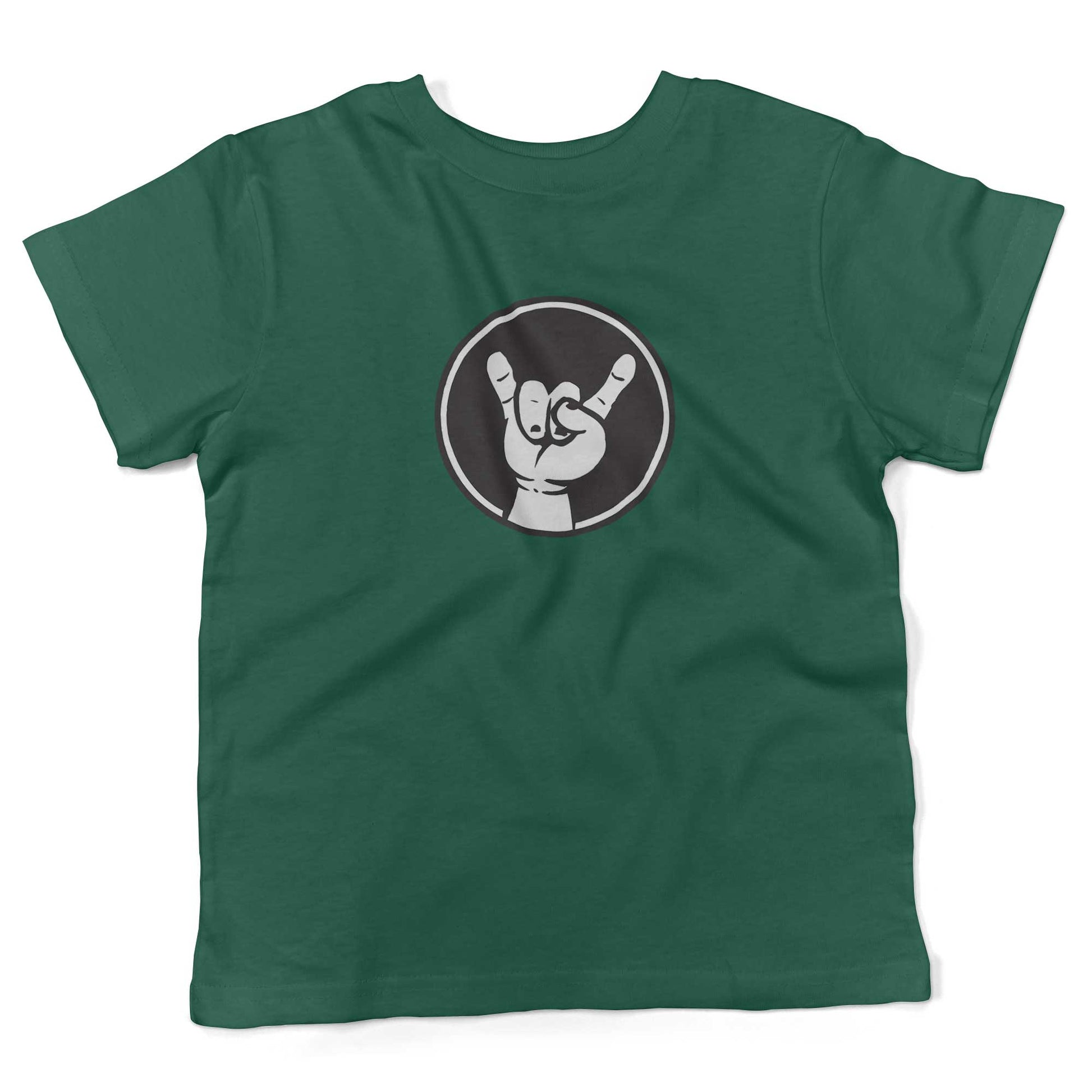 Rock Hand Symbol Toddler Shirt-Kelly Green-2T