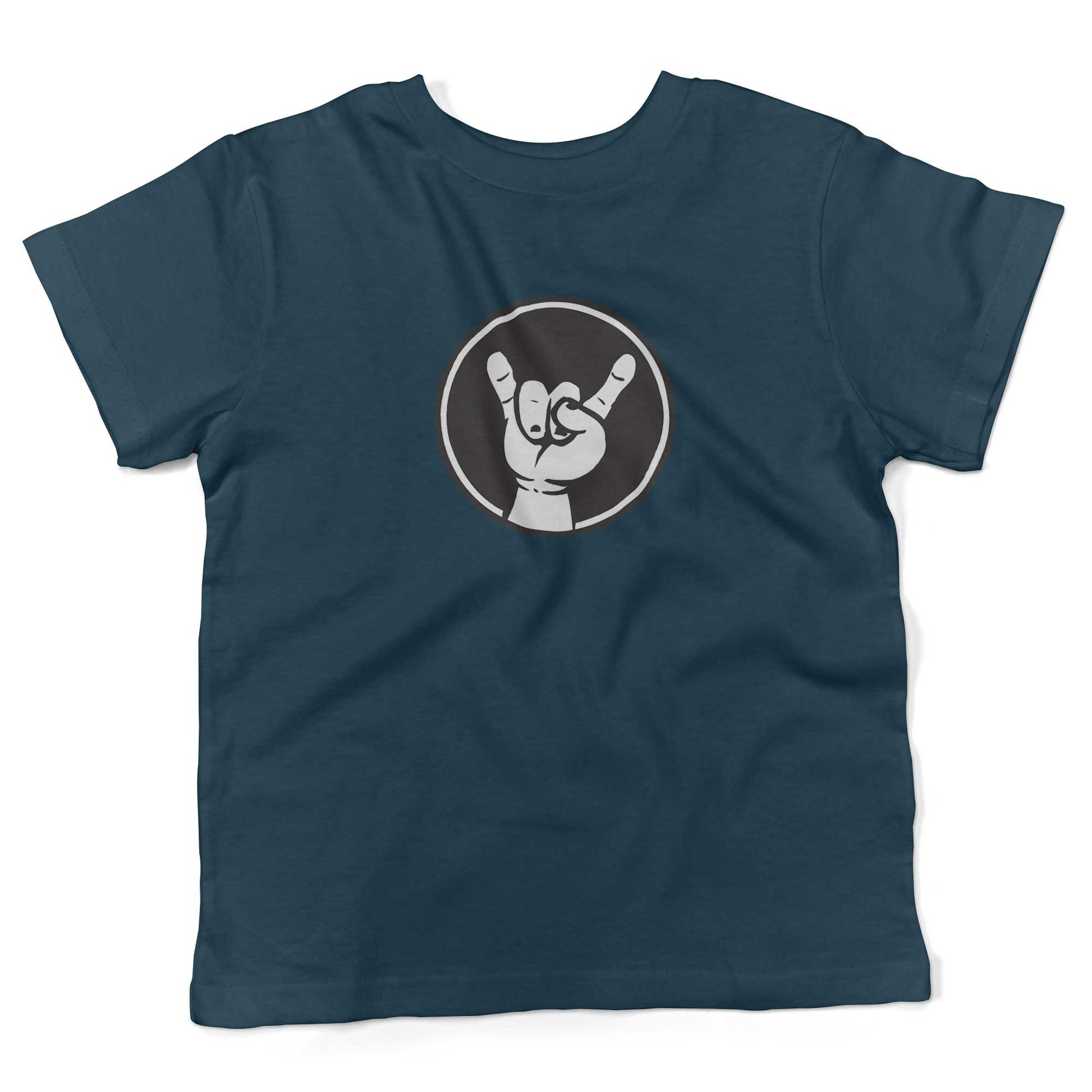 Rock Hand Symbol Toddler Shirt-Organic Pacific Blue-2T