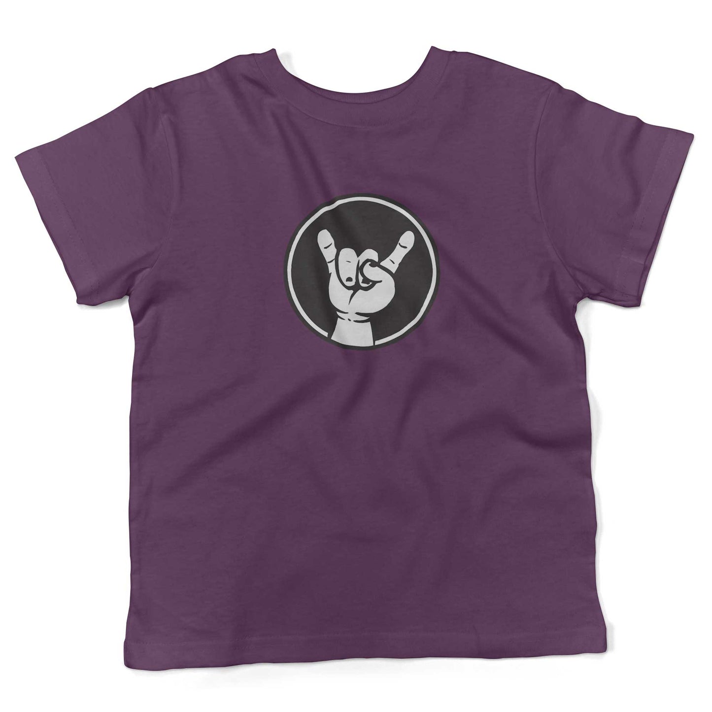 Rock Hand Symbol Toddler Shirt-Organic Purple-2T