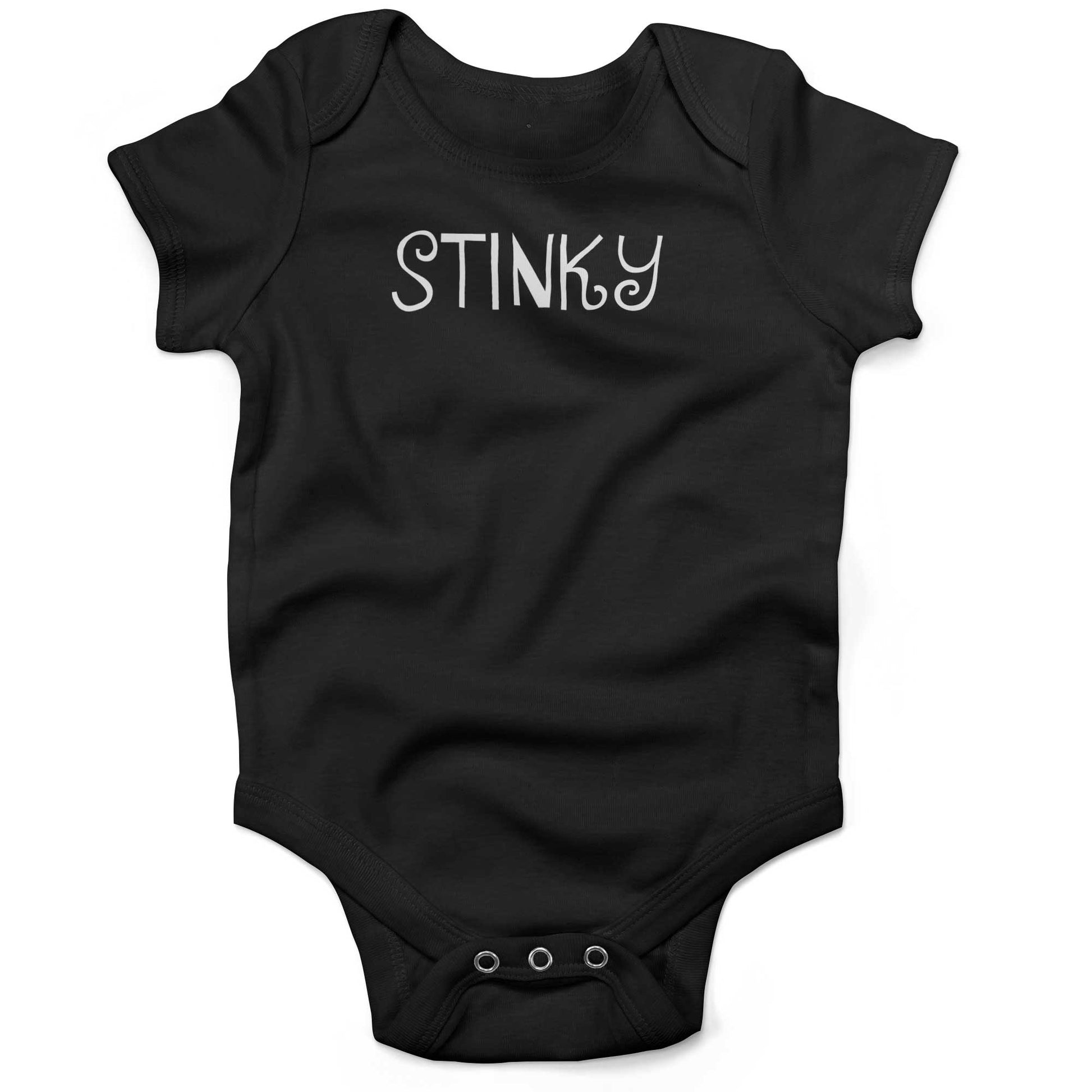 Stinky Infant Bodysuit or Raglan Baby Tee-Organic Black-3-6 months