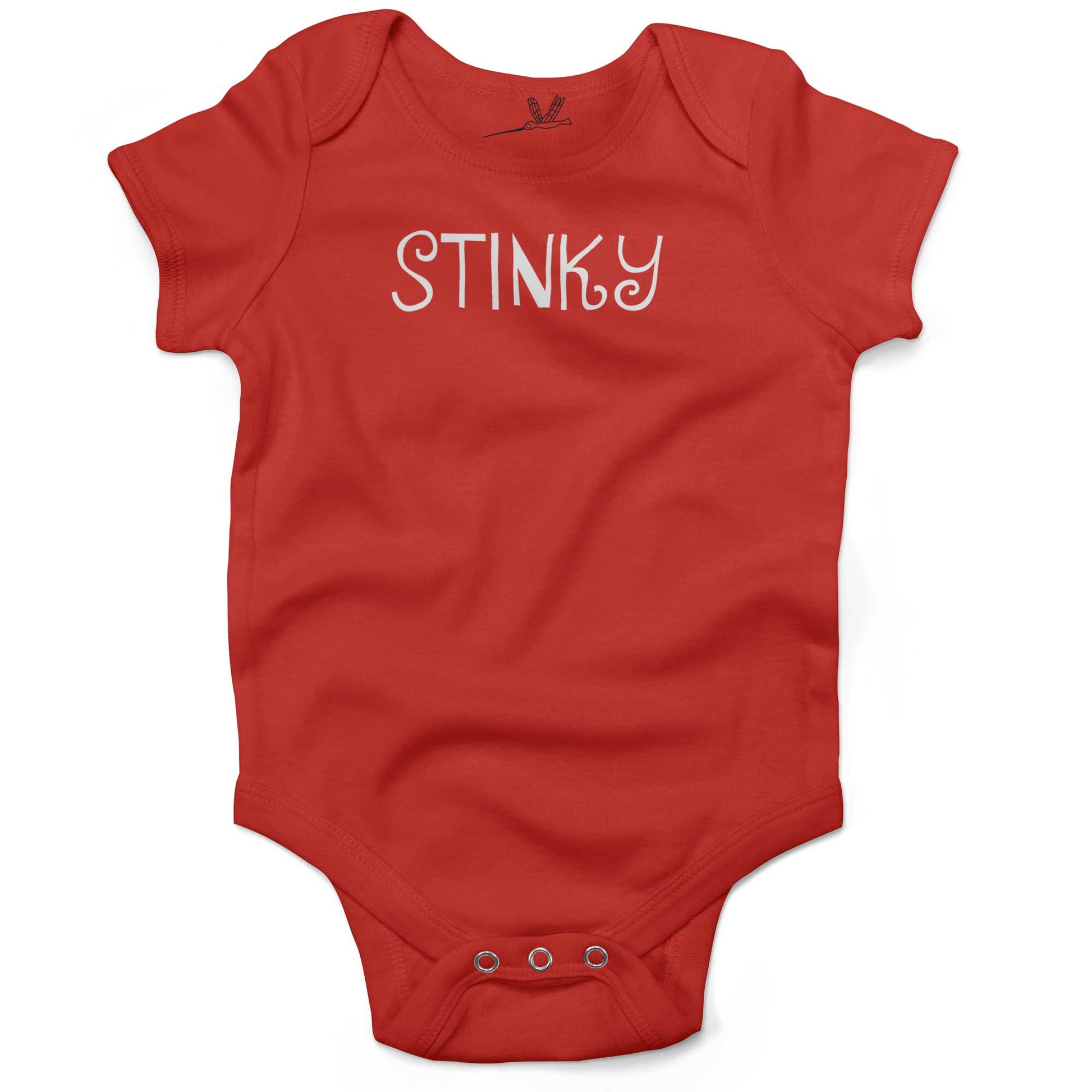 Stinky Infant Bodysuit or Raglan Baby Tee-Organic Red-3-6 months