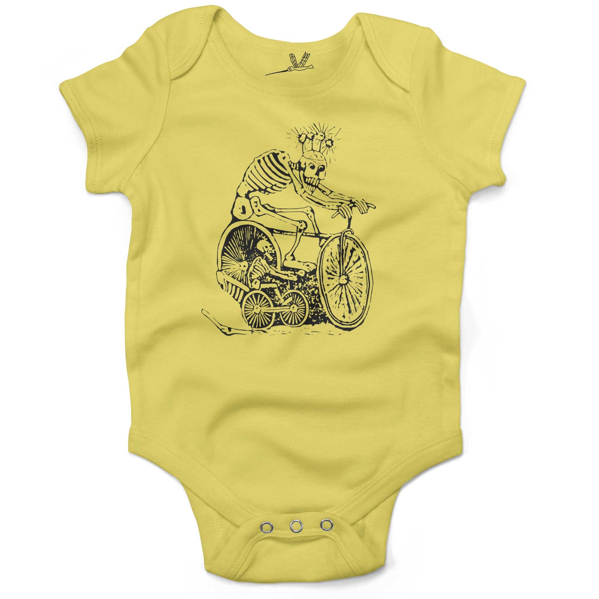 Day of the Dead Bikers Infant Bodysuit or Raglan Tee-Yellow-3-6 months