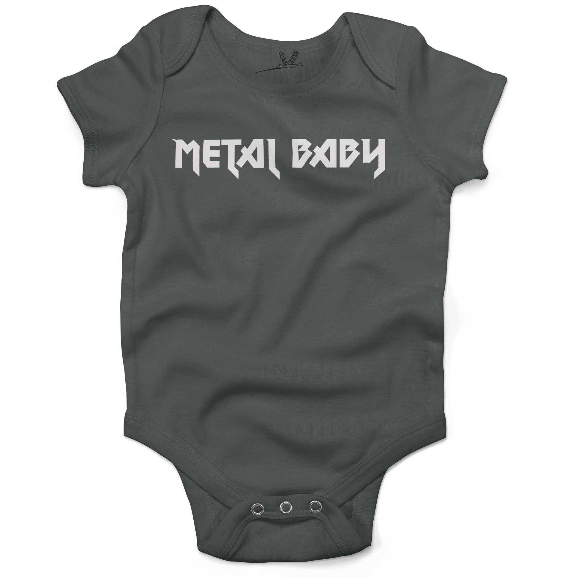 Metal Baby Infant Bodysuit or Raglan Baby Tee-Organic Asphalt-3-6 months