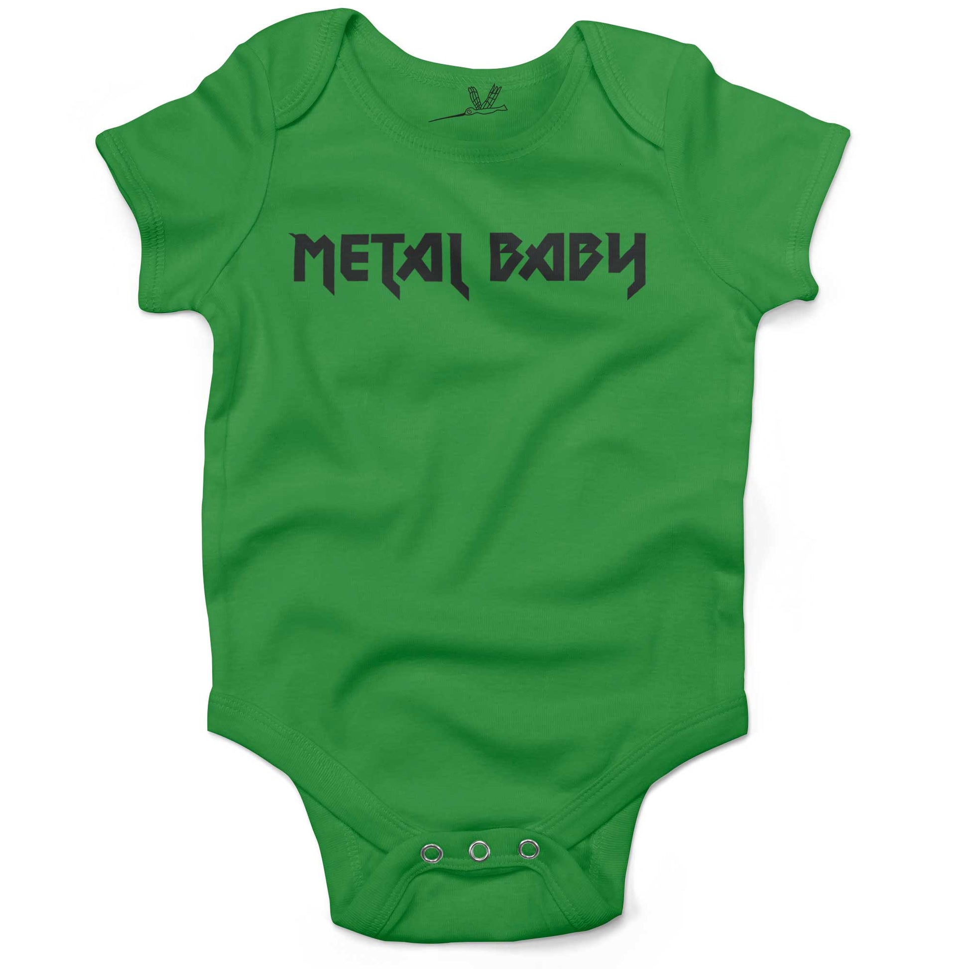 Metal Baby Infant Bodysuit or Raglan Baby Tee-Grass Green-3-6 months