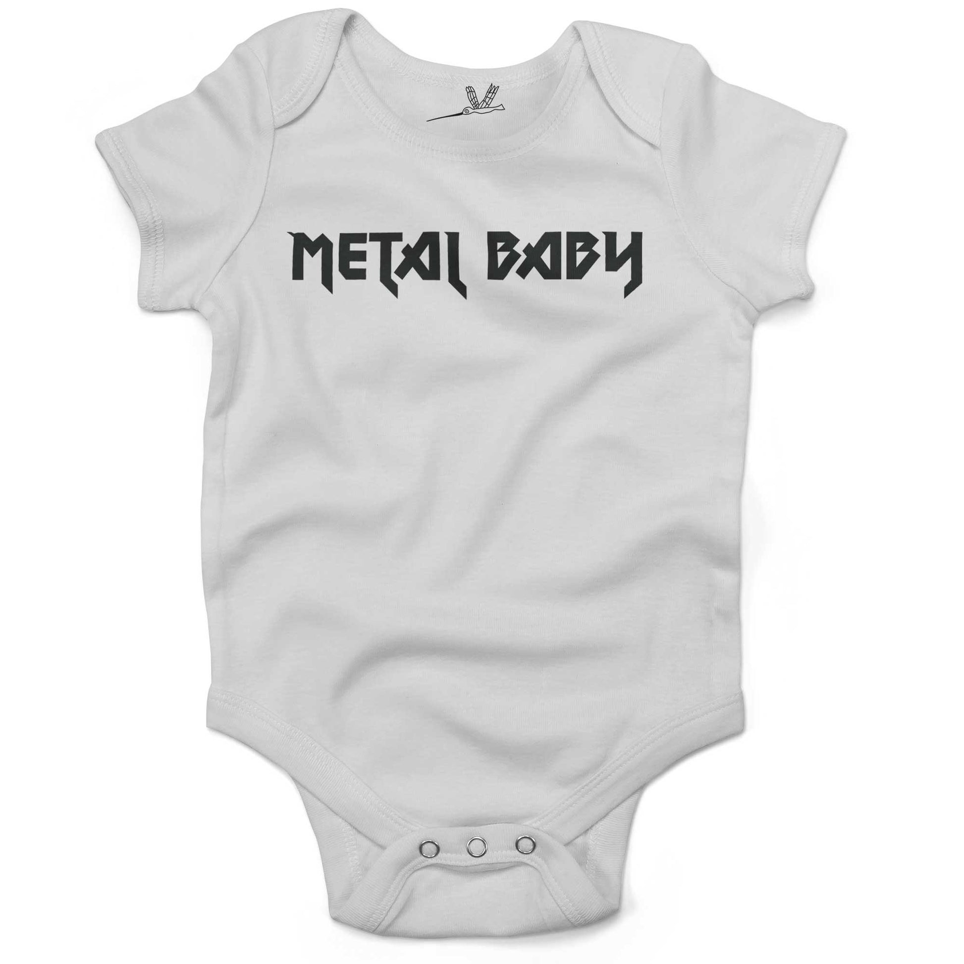 Metal Baby Infant Bodysuit or Raglan Baby Tee-White-3-6 months