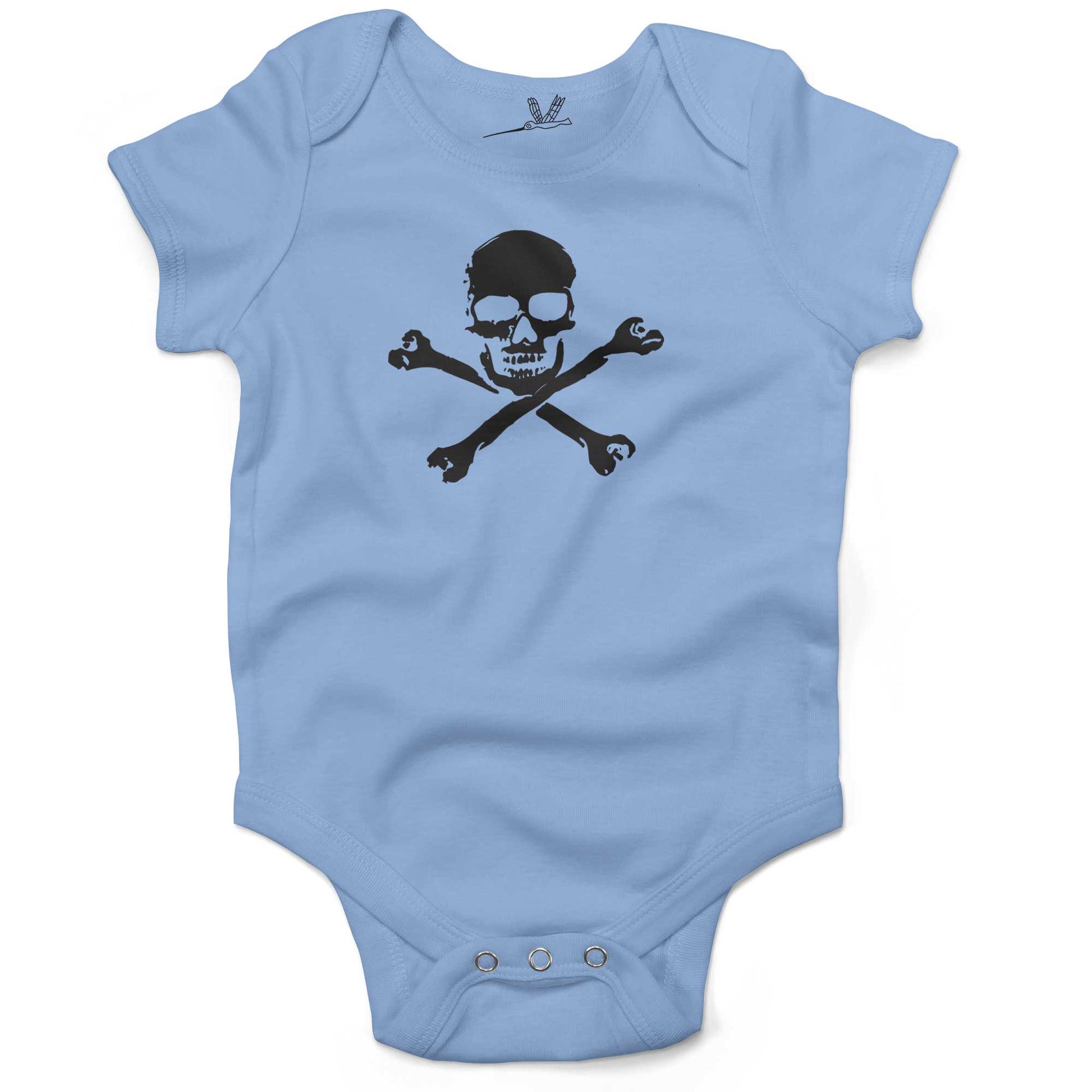 Skull Infant Bodysuit or Raglan Tee-Organic Baby Blue-3-6 months