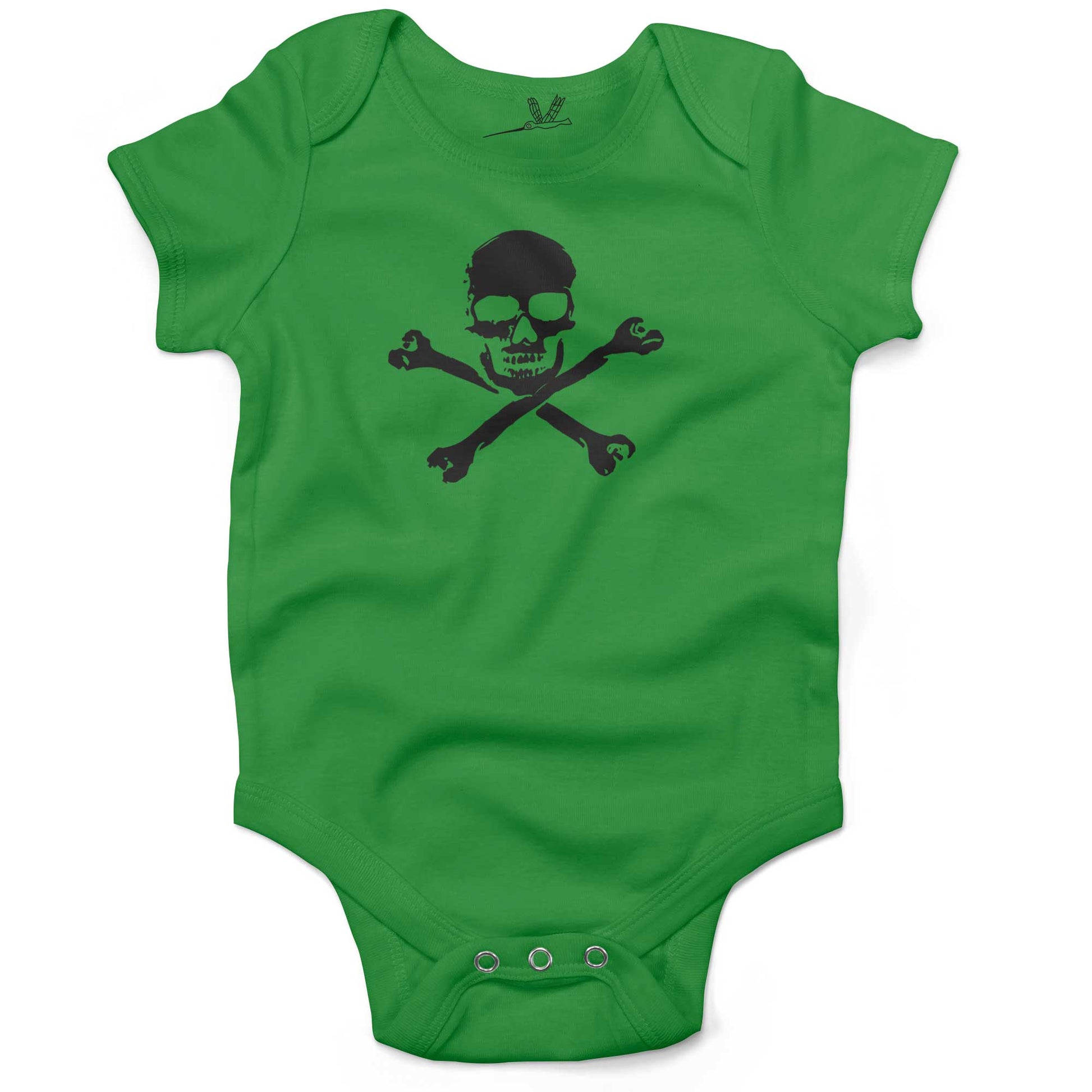 Skull Infant Bodysuit or Raglan Tee-Grass Green-3-6 months