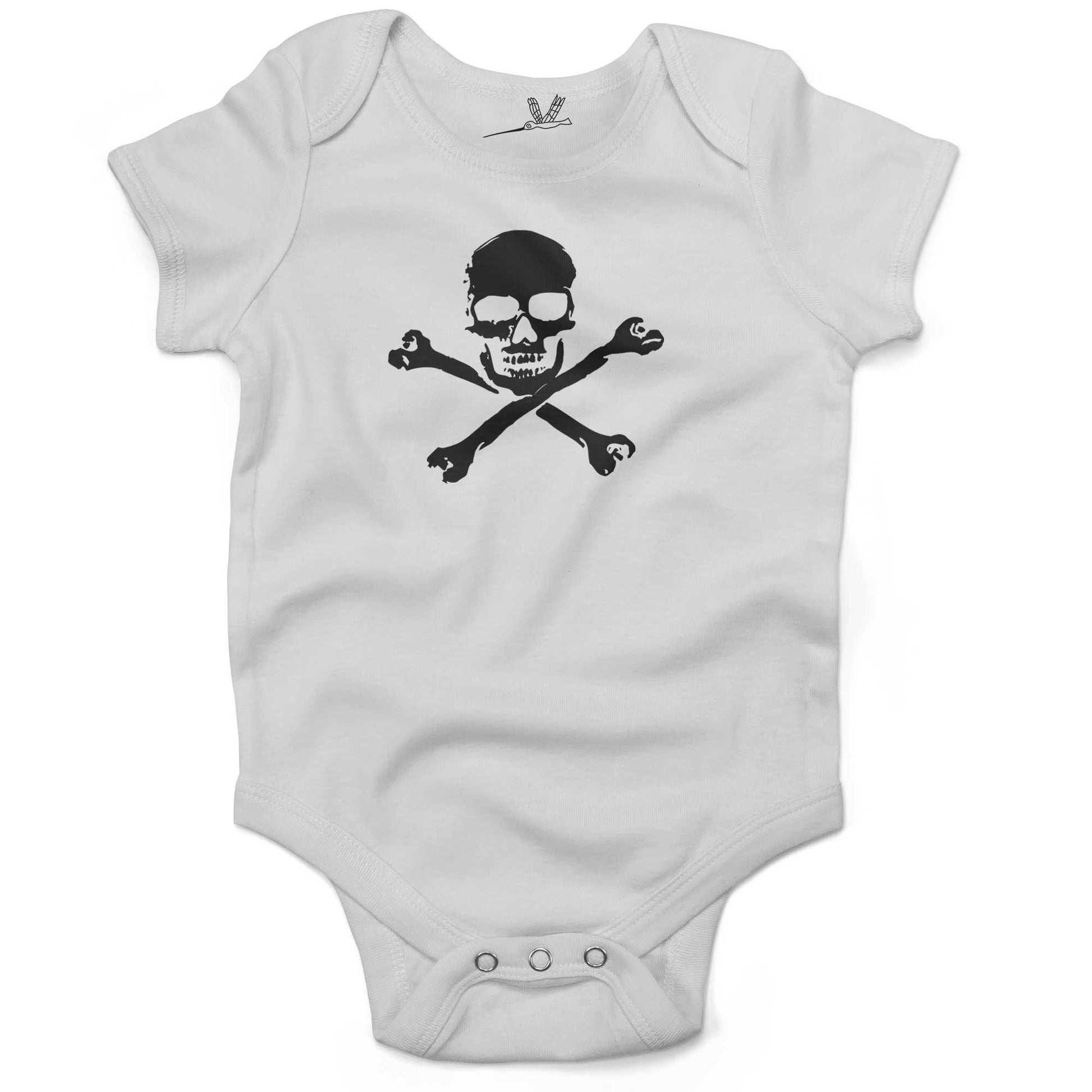 Skull Infant Bodysuit or Raglan Tee-White-3-6 months