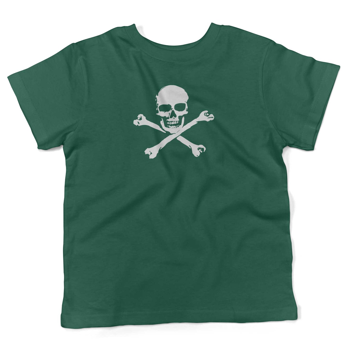 Skull And Crossbones Toddler Shirt-Kelly Green-2T