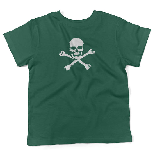 Skull And Crossbones Toddler Shirt-Kelly Green-2T