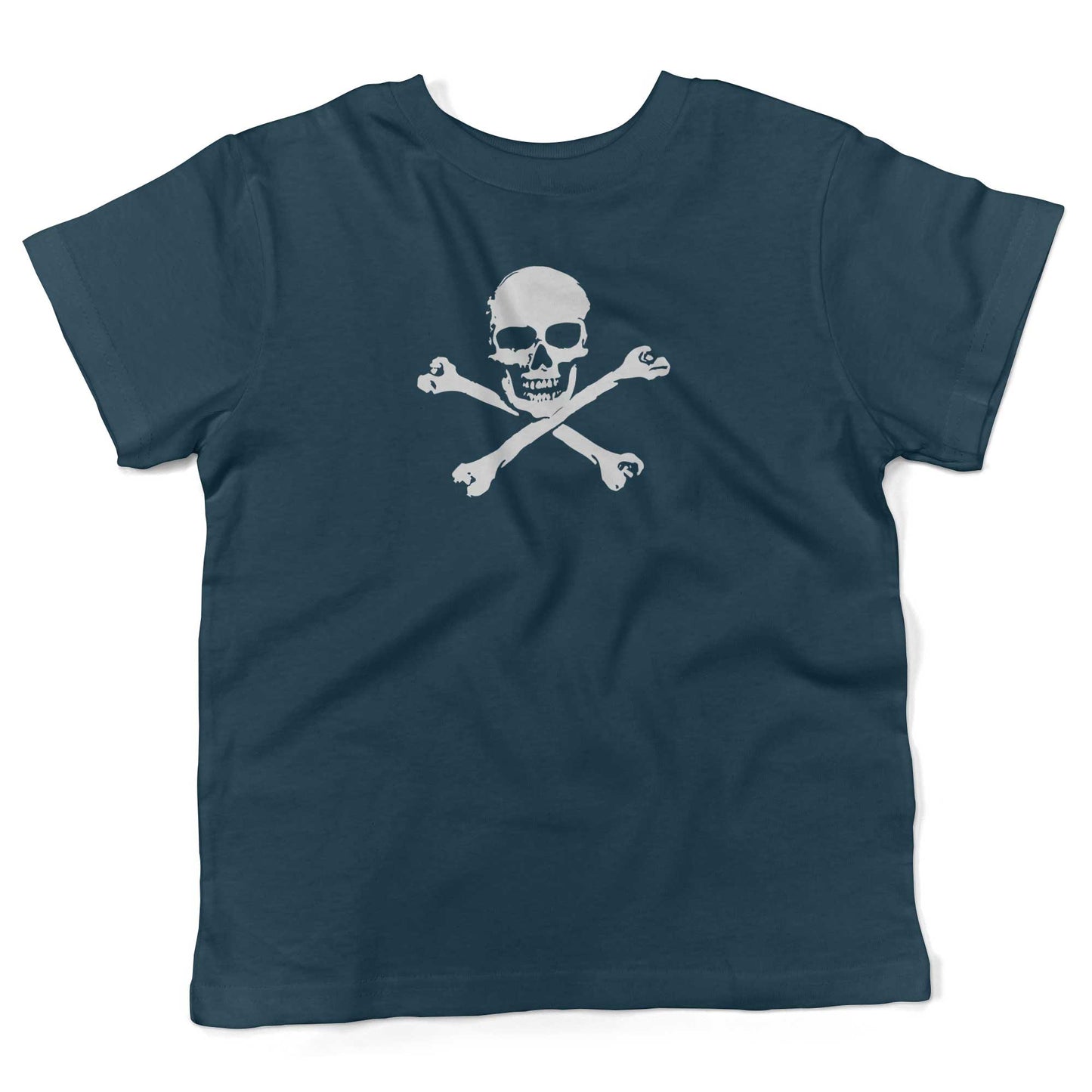 Skull And Crossbones Toddler Shirt-Organic Pacific Blue-2T