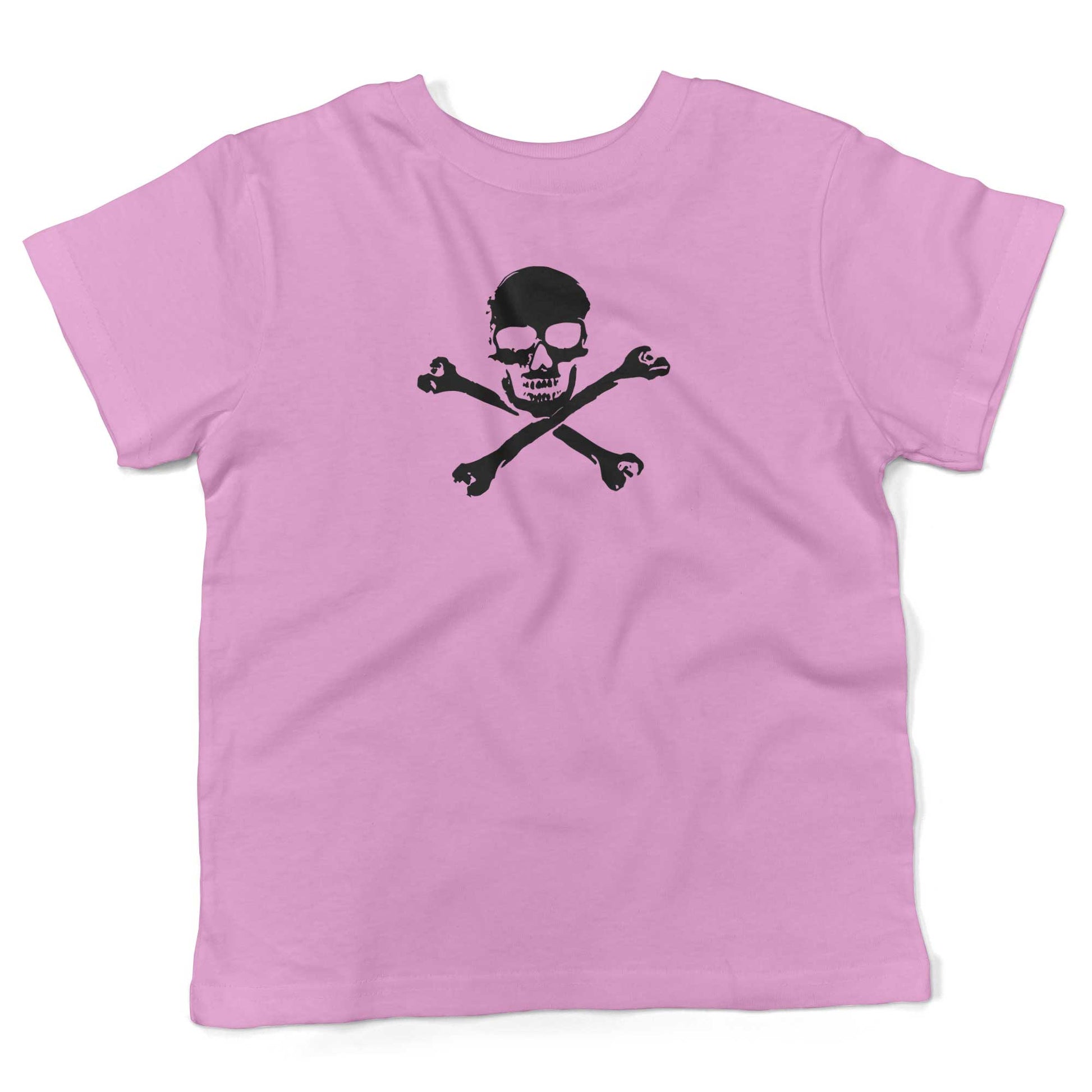 Skull And Crossbones Toddler Shirt-Organic Pink-2T