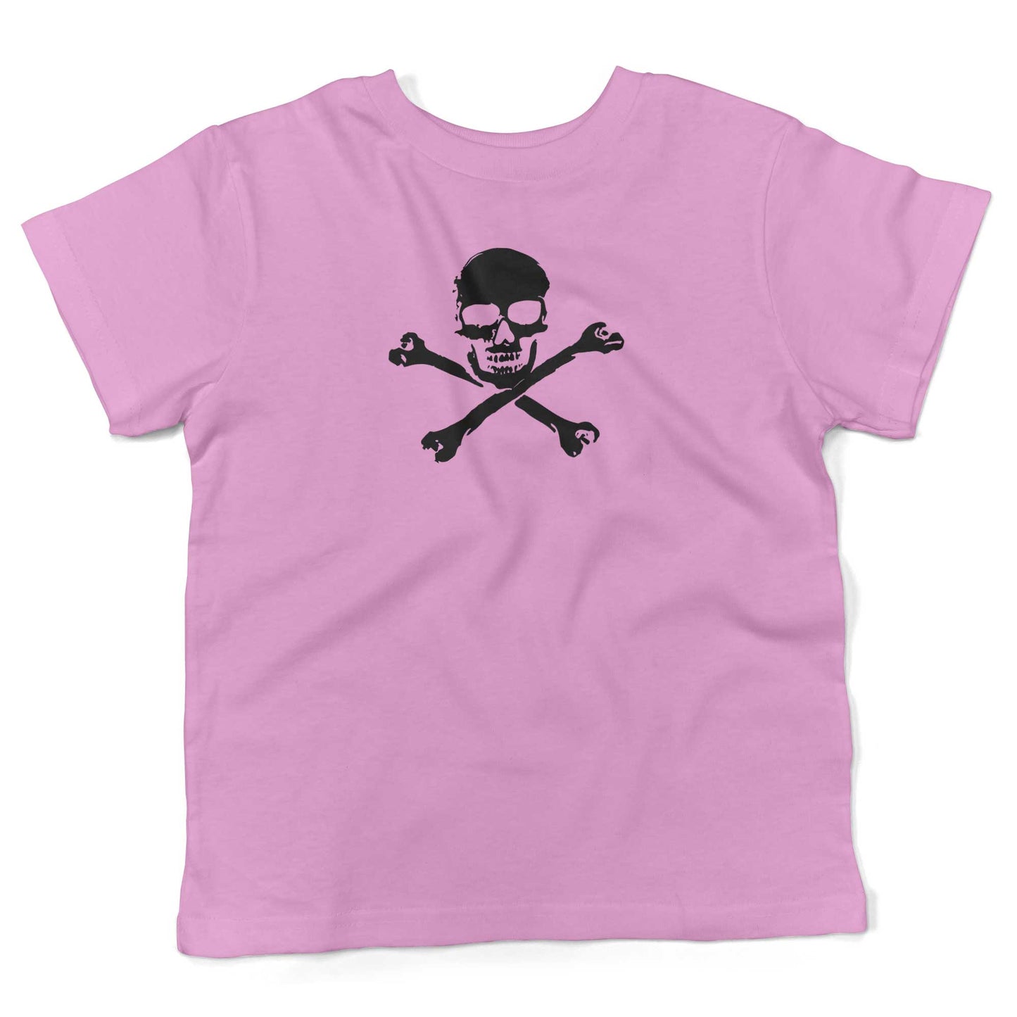 Skull And Crossbones Toddler Shirt-Organic Pink-2T