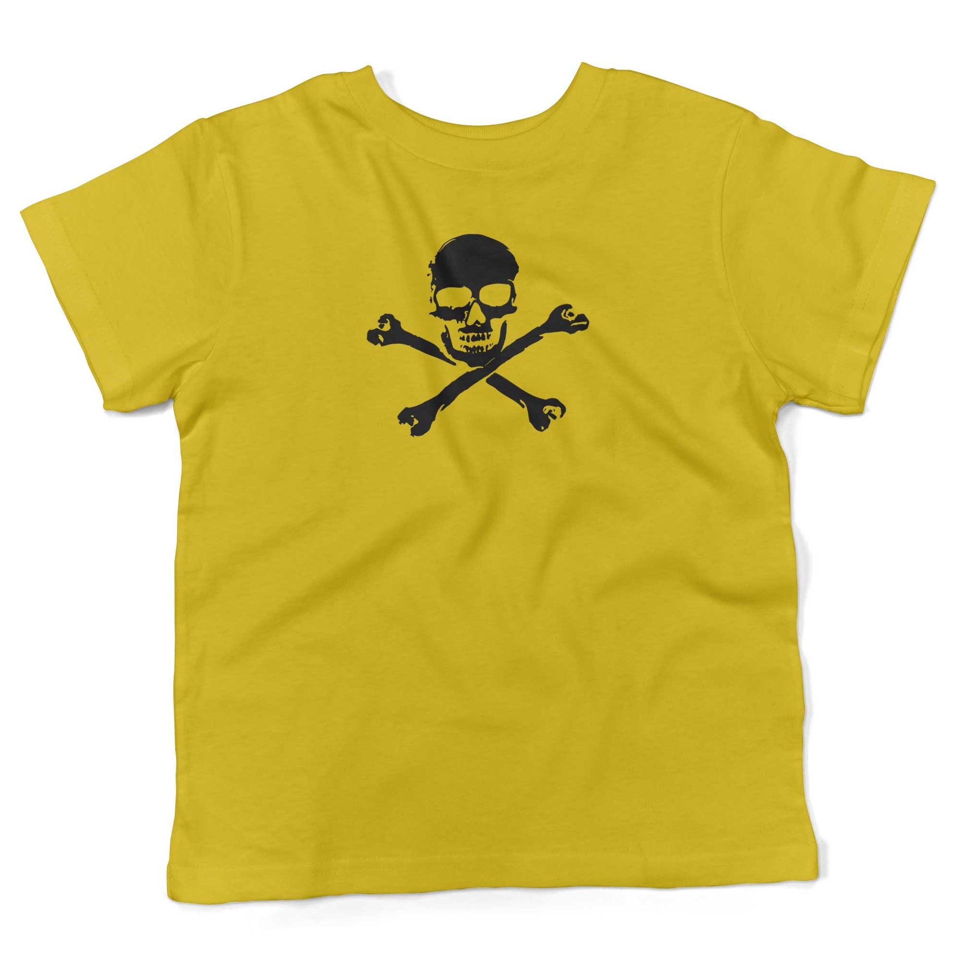Skull And Crossbones Toddler Shirt-Sunshine Yellow-2T