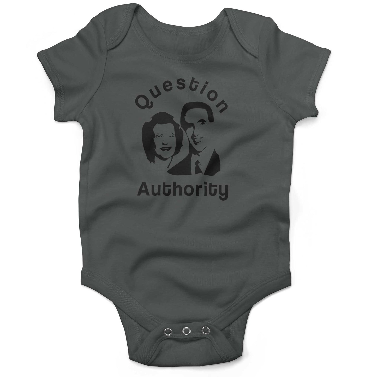 Question Authority Infant Bodysuit or Raglan Tee-Organic Asphalt-3-6 months