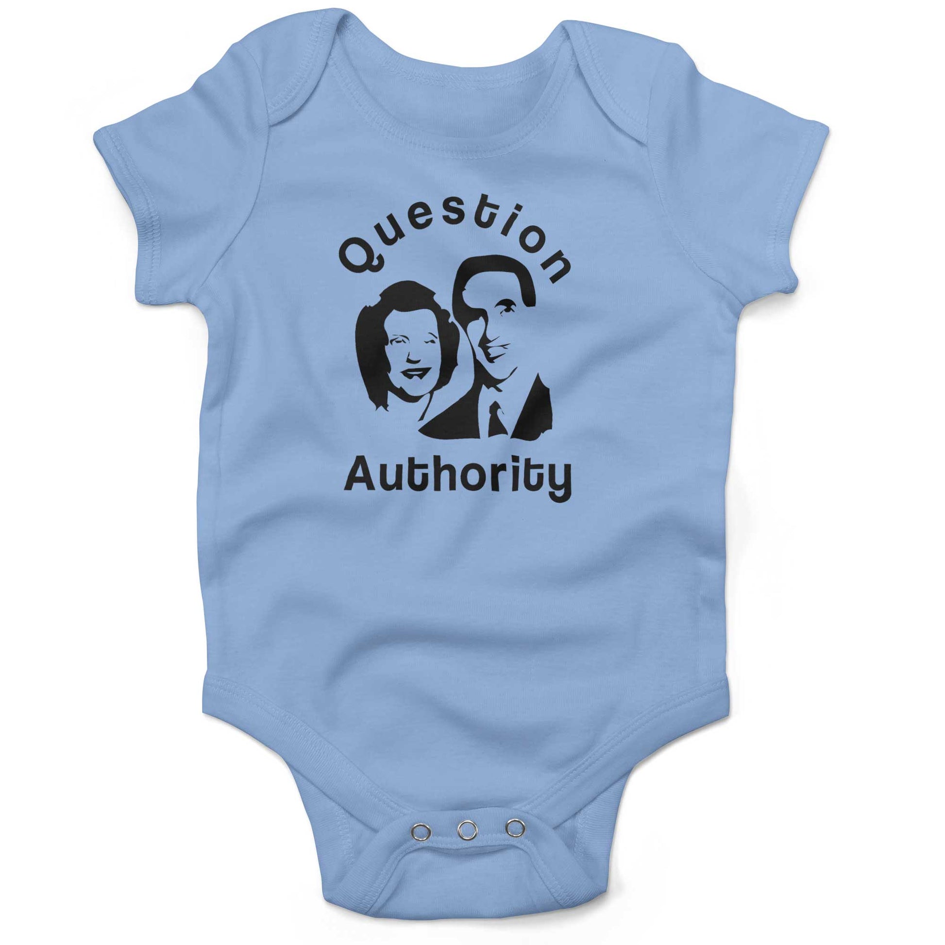 Question Authority Infant Bodysuit or Raglan Tee-Organic Baby Blue-3-6 months