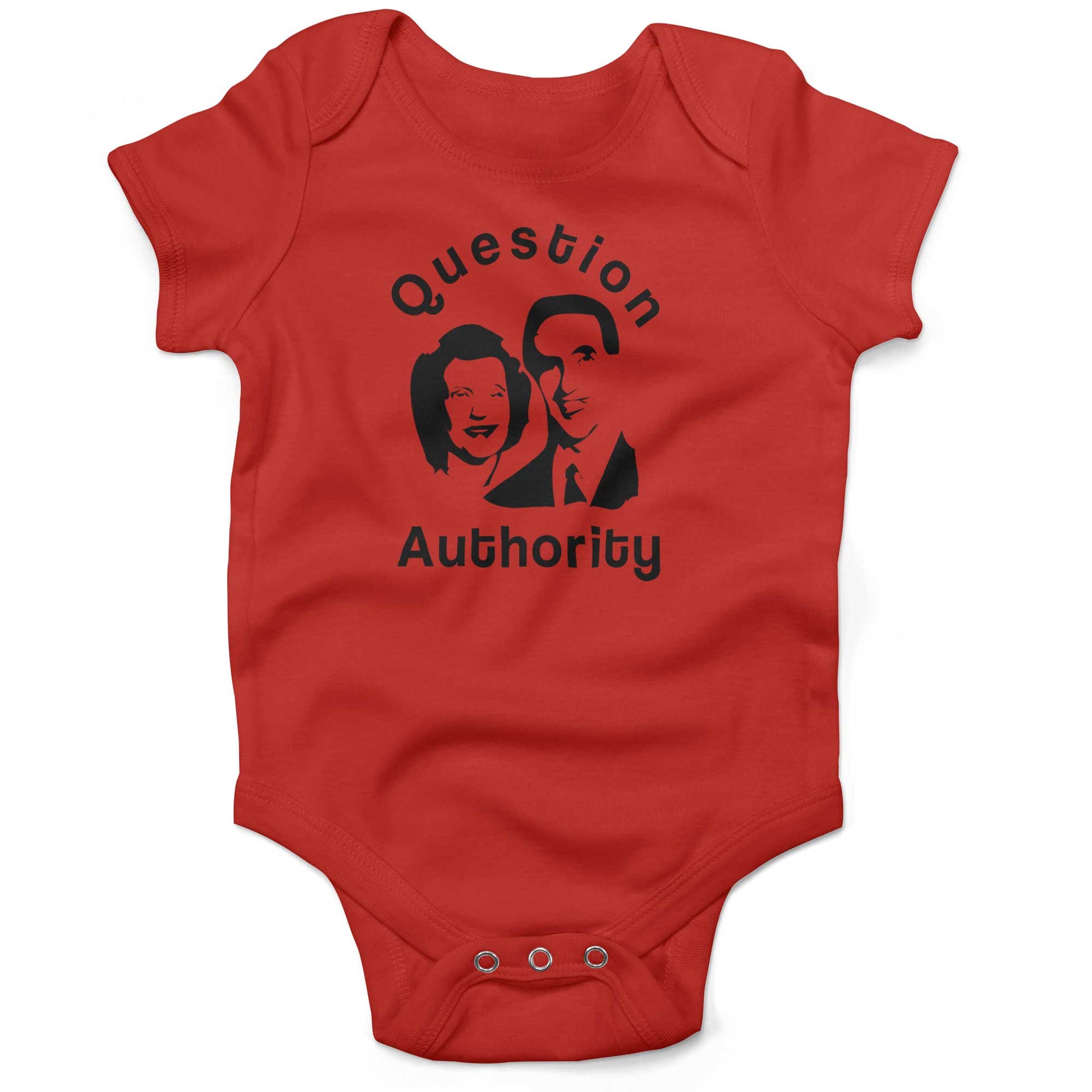 Question Authority Infant Bodysuit or Raglan Tee-Organic Red-3-6 months