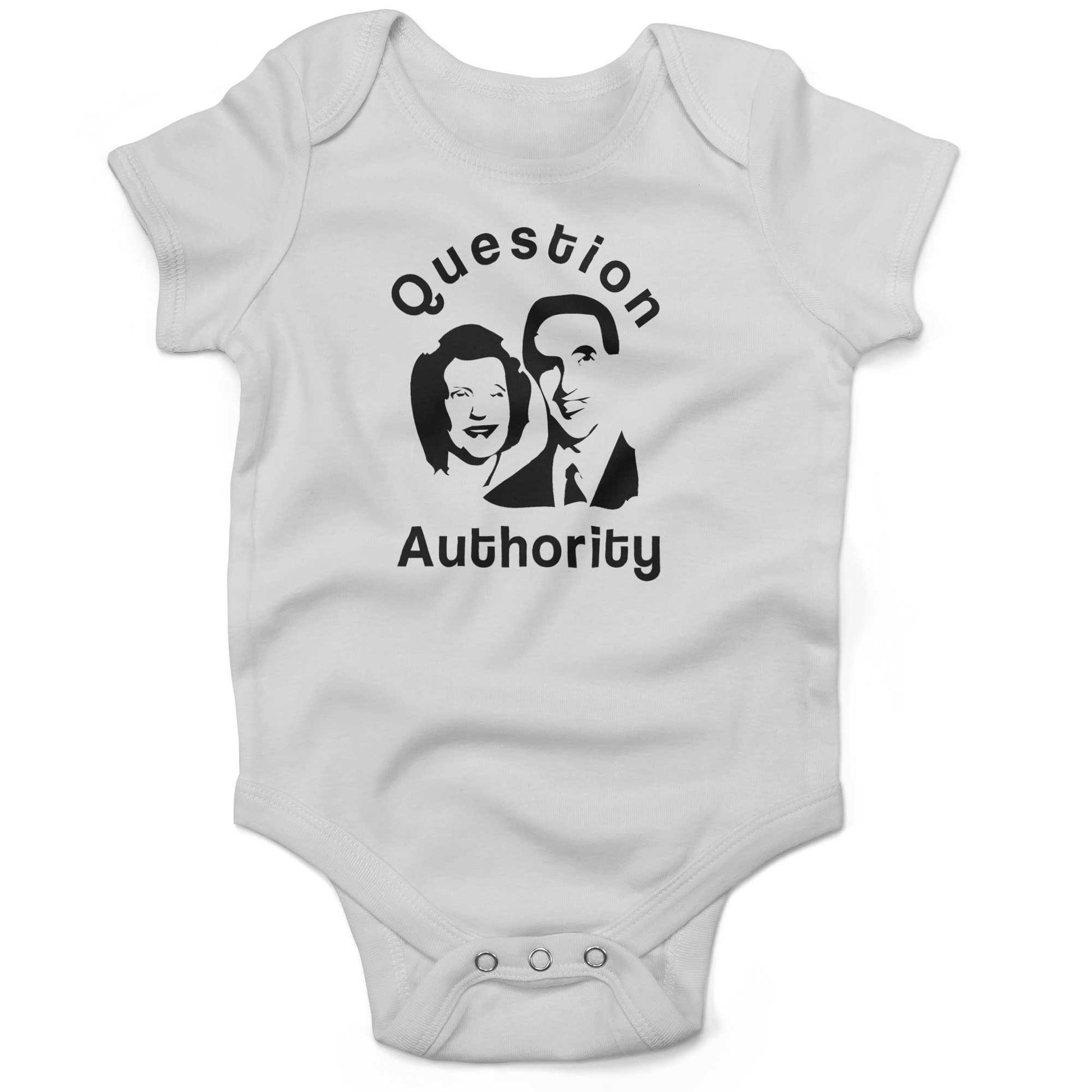 Question Authority Infant Bodysuit or Raglan Tee-White-3-6 months