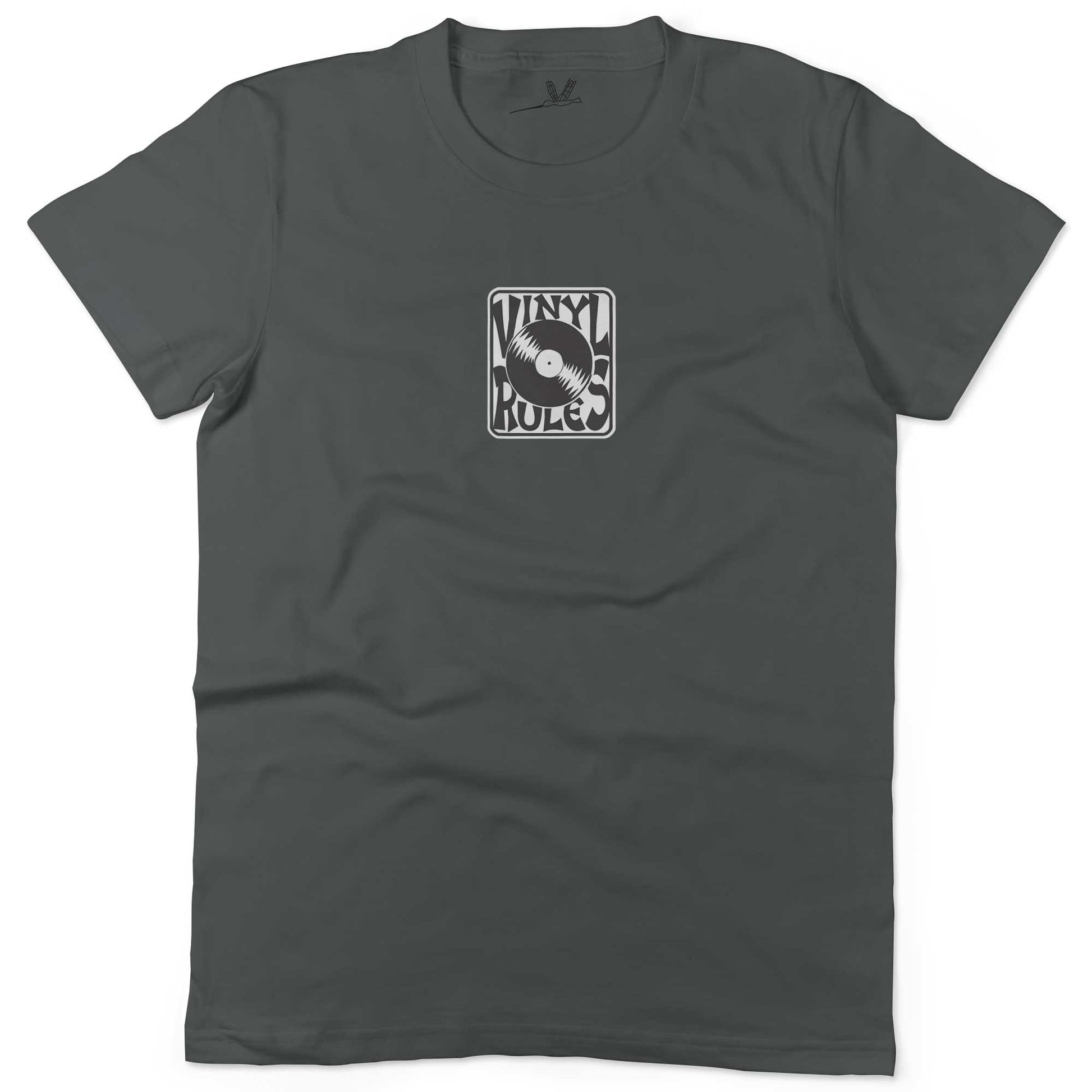 Vinyl Rules Unisex Or Women's Cotton T-shirt-Asphalt-Woman