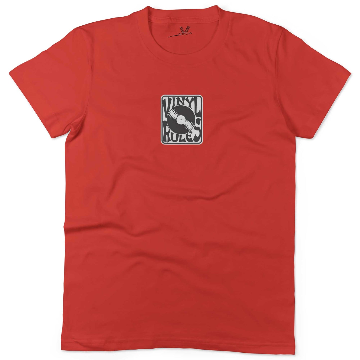 Vinyl Rules Unisex Or Women's Cotton T-shirt-Red-Woman