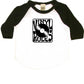 Vinyl Rules Baby One Piece or Raglan Tee-White/Black-3-6 months