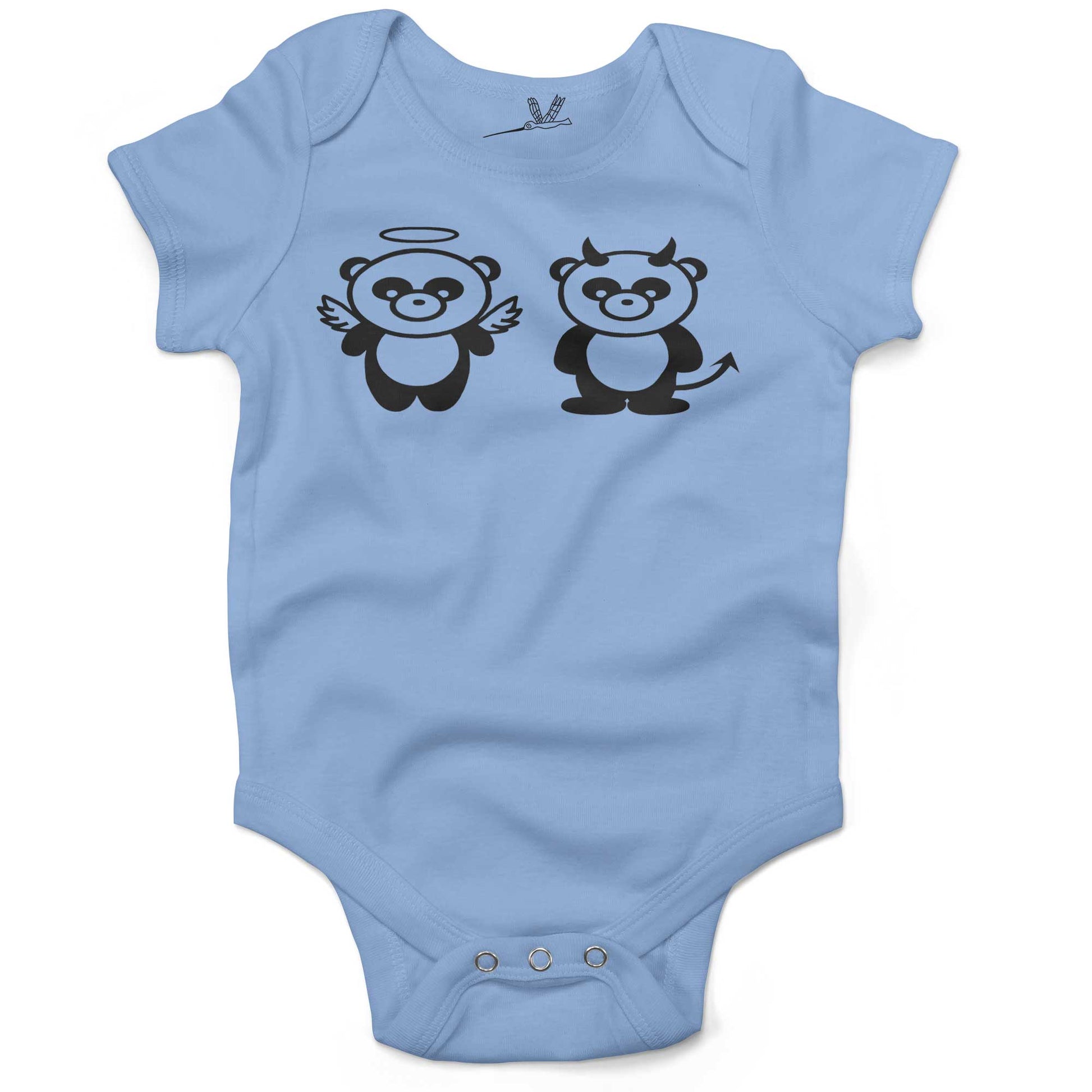Good Panda, Bad Panda Infant Bodysuit or Raglan Tee-Organic Baby Blue-3-6 months