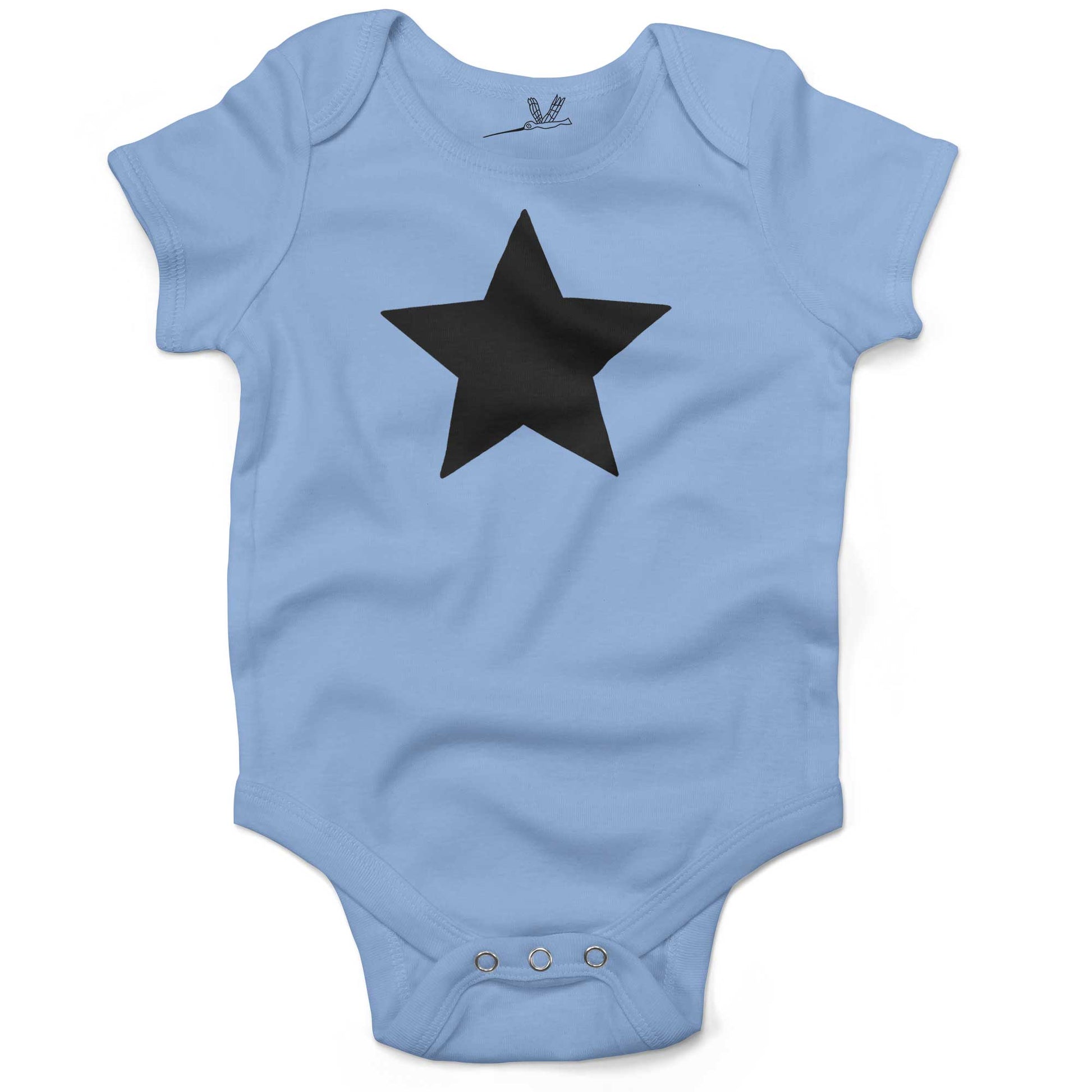 Five Point Star Infant Bodysuit-Organic Baby Blue-Black Star