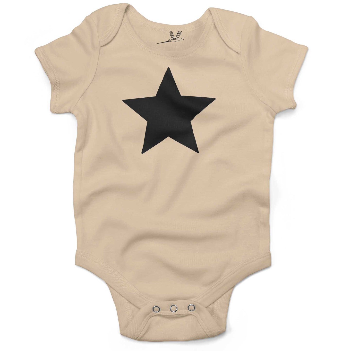 Five Point Star Infant Bodysuit-Organic Natural-Black Star