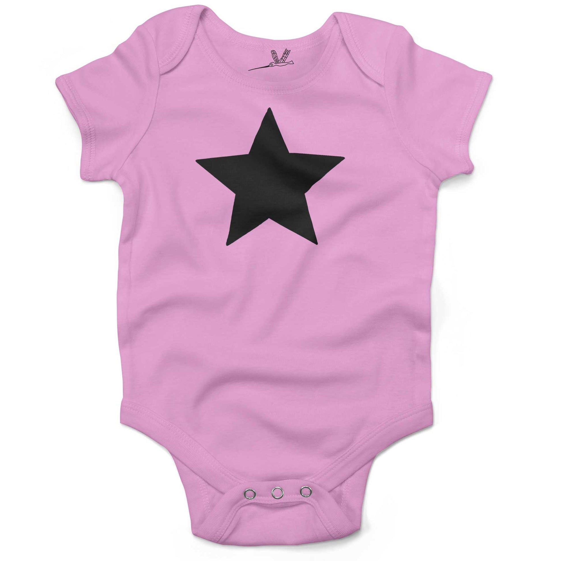 Five Point Star Infant Bodysuit-Organic Pink-Black Star