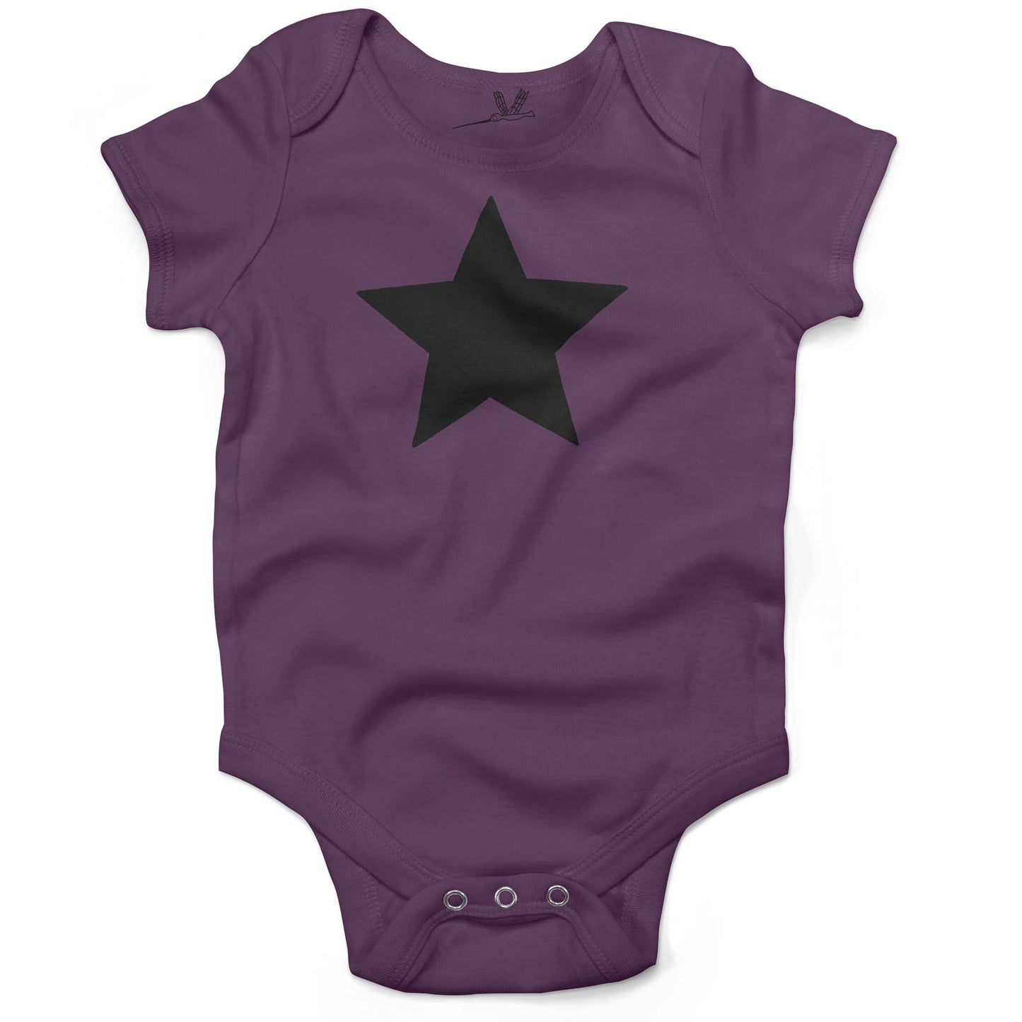 Five Point Star Infant Bodysuit-Organic Purple-Black Star