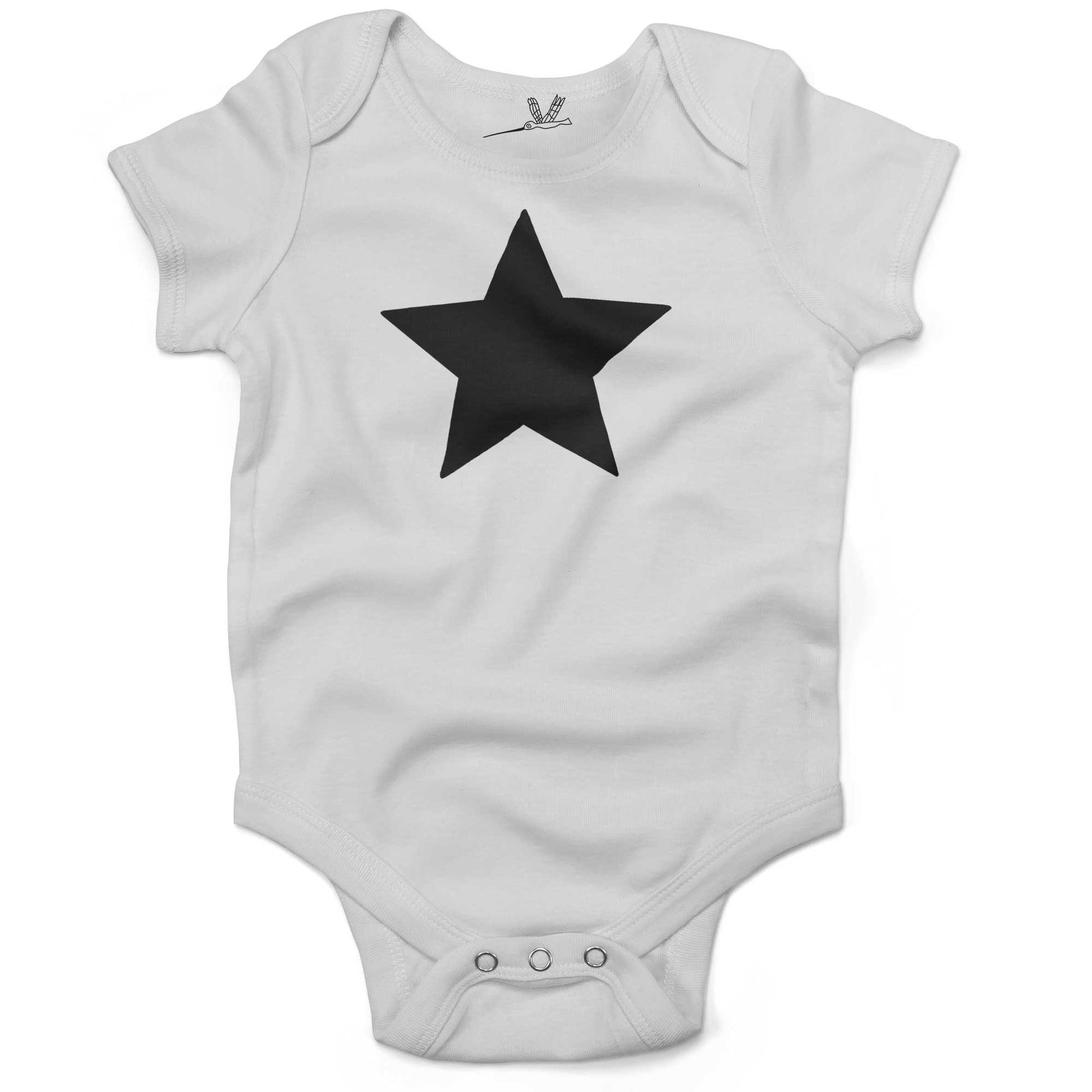 Five Point Star Infant Bodysuit-White-Black Star