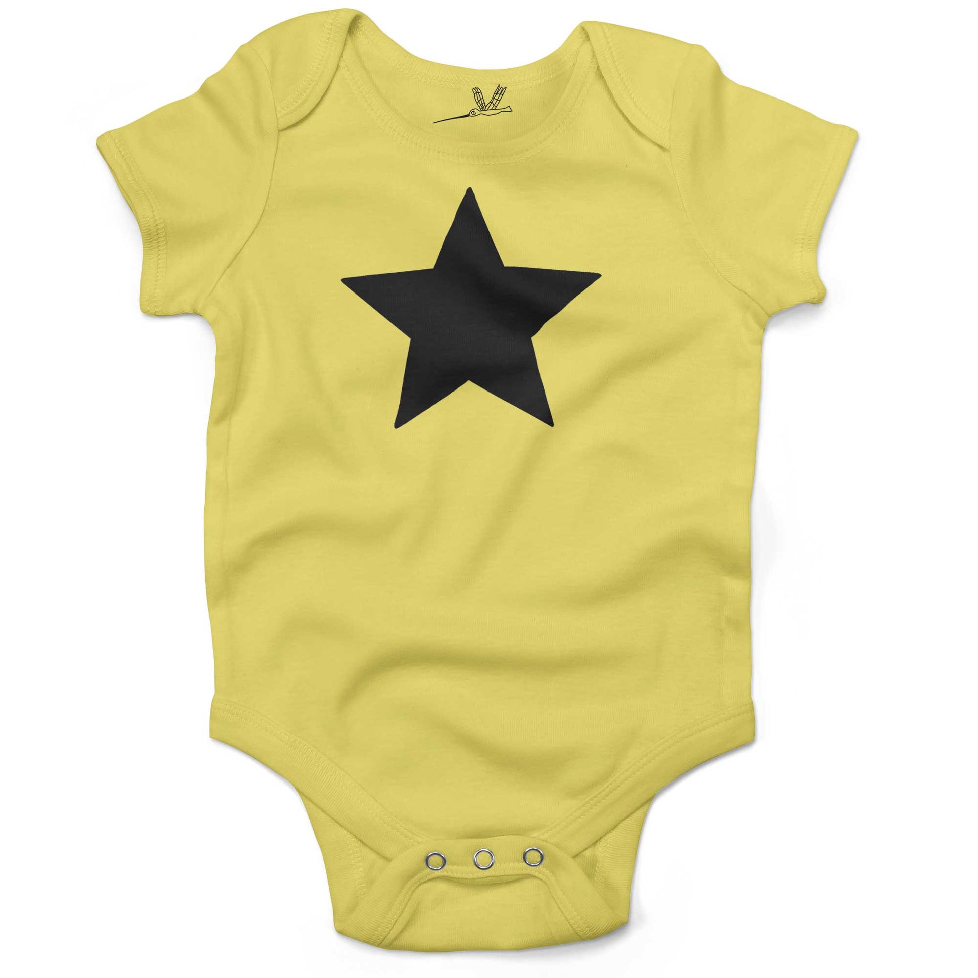 Five Point Star Infant Bodysuit-Yellow-Black Star