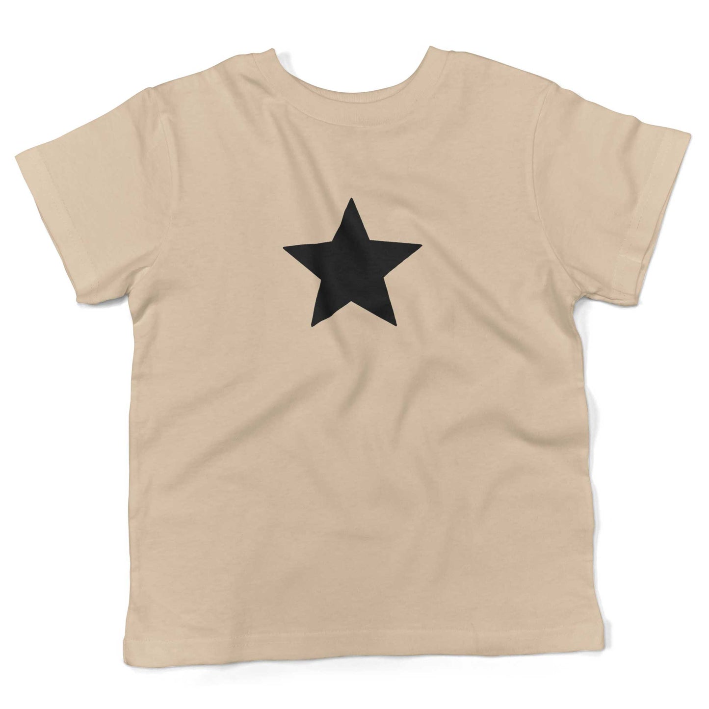 Five-Point Star Toddler Shirt-Organic Natural-Black Star