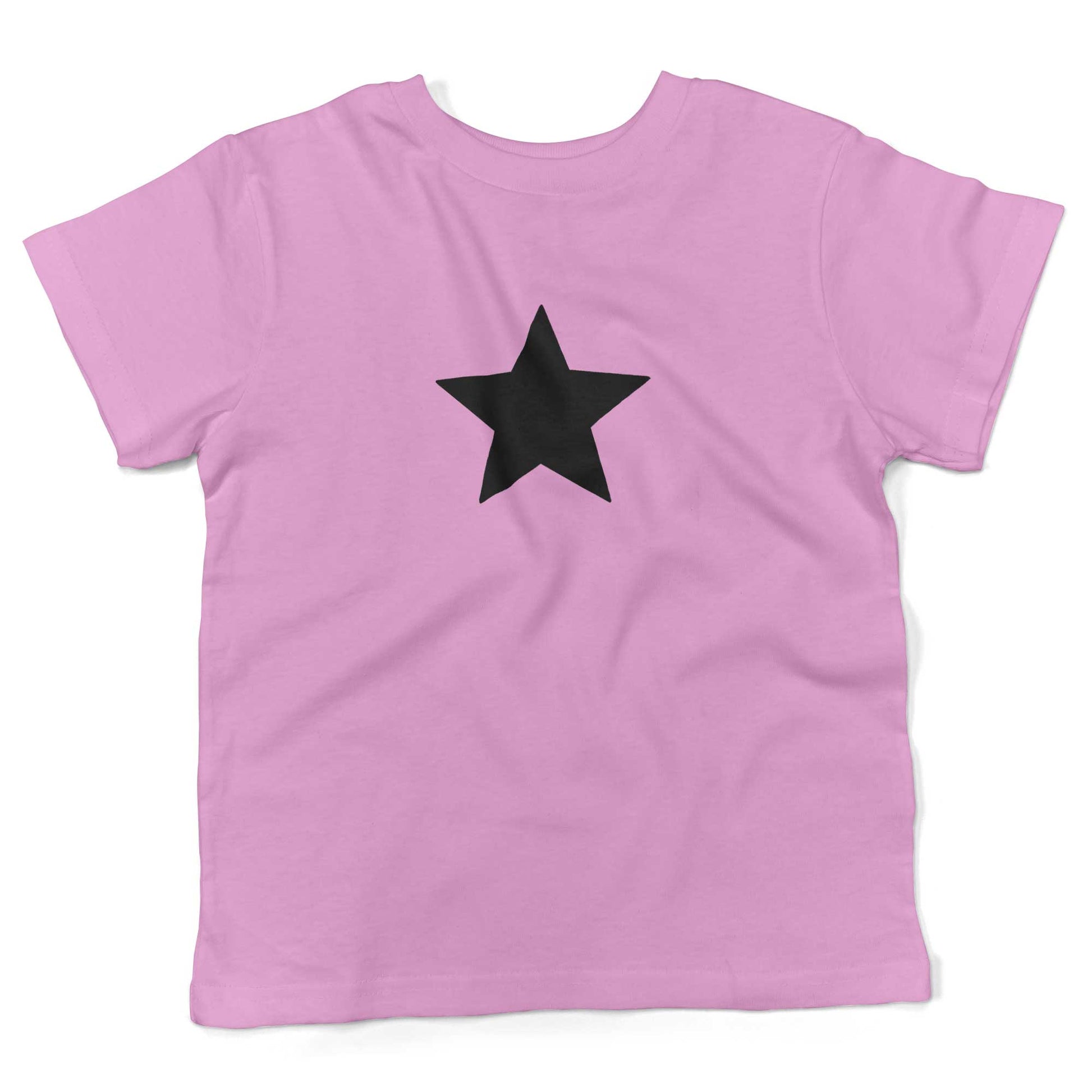 Five-Point Star Toddler Shirt-Organic Pink-Black Star