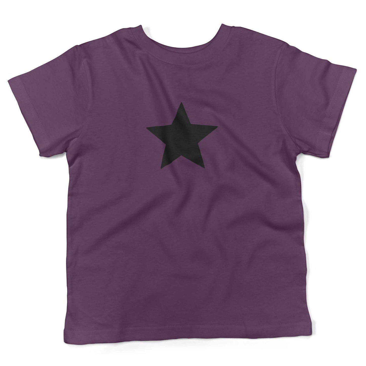Five-Point Star Toddler Shirt-Organic Purple-Black Star