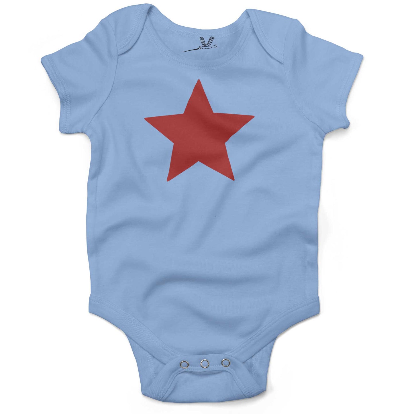Five Point Star Infant Bodysuit-Organic Baby Blue-Red Star