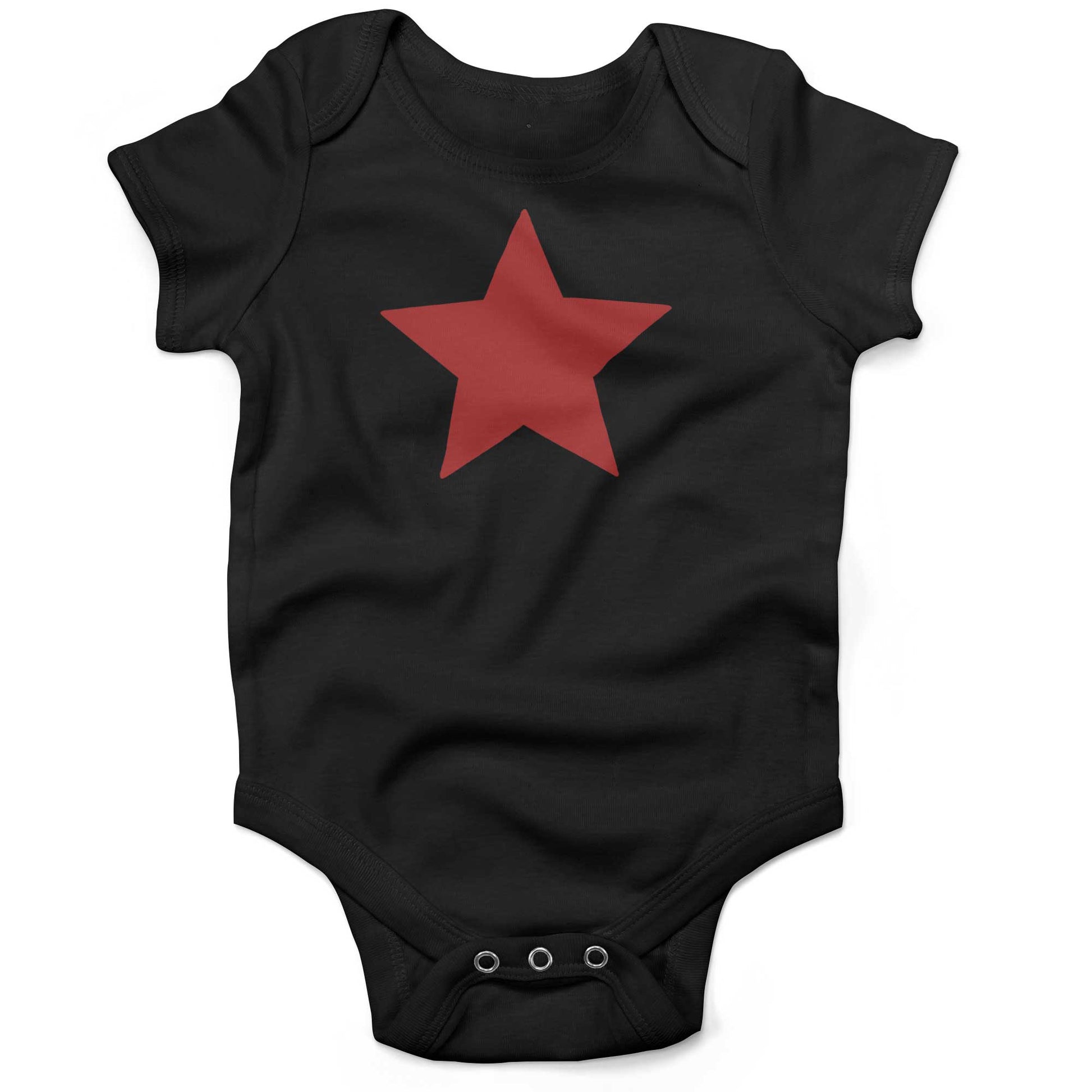 Five Point Star Infant Bodysuit-Organic Black-Red Star