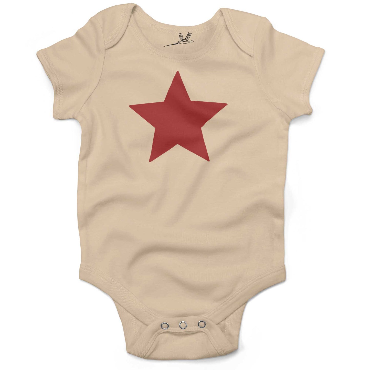 Five Point Star Infant Bodysuit-Organic Natural-Red Star