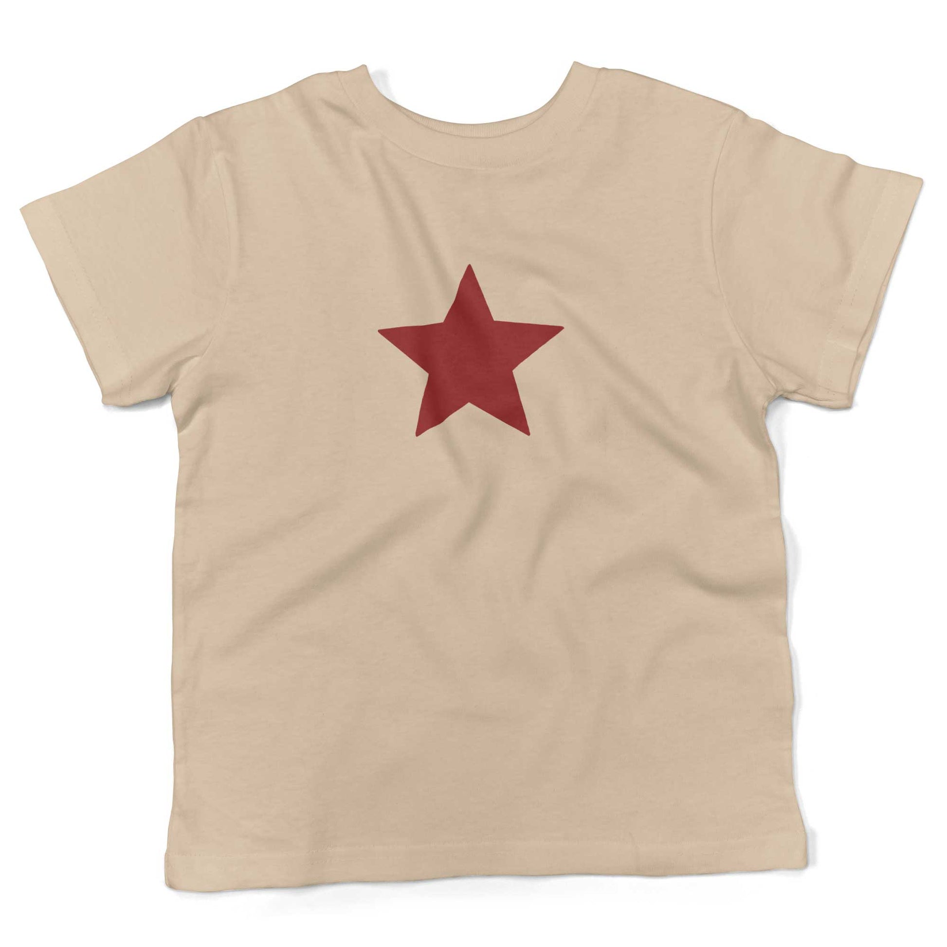 Five-Point Star Toddler Shirt-Organic Natural-Red Star