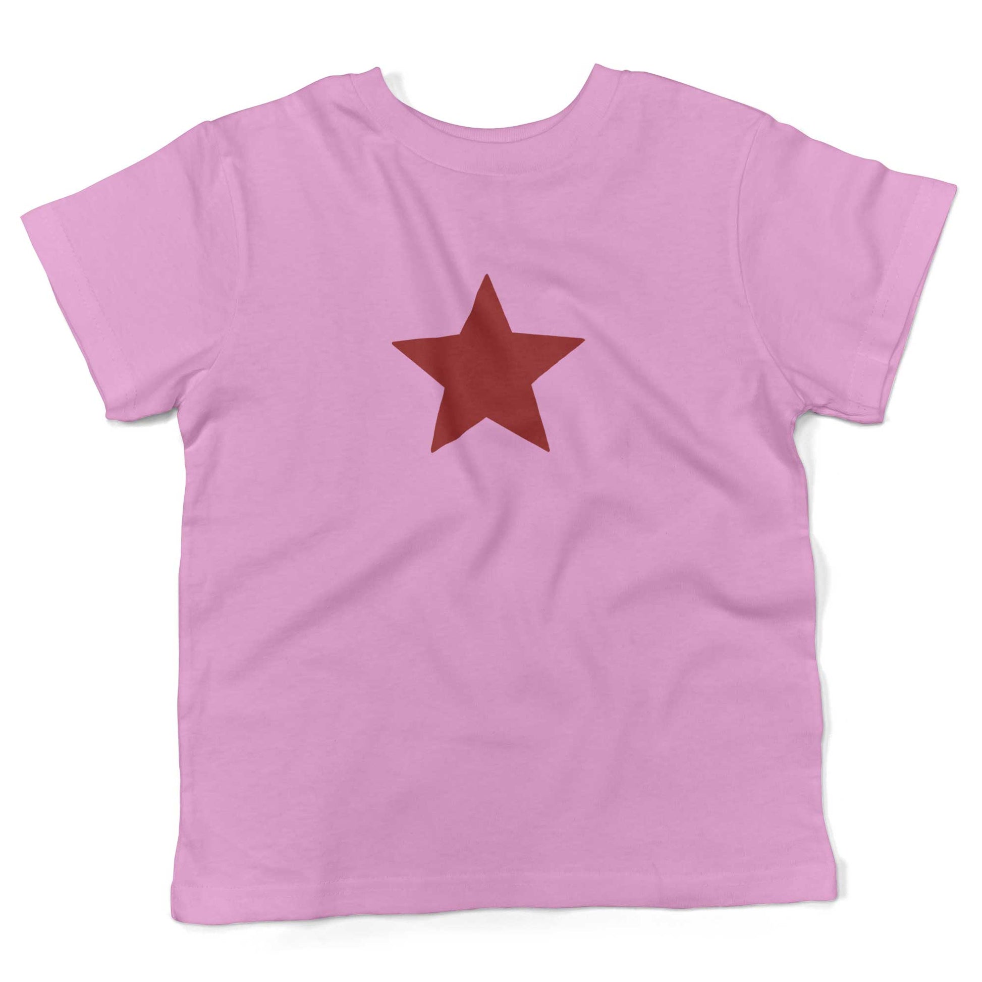 Five-Point Star Toddler Shirt-Organic Pink-Red Star