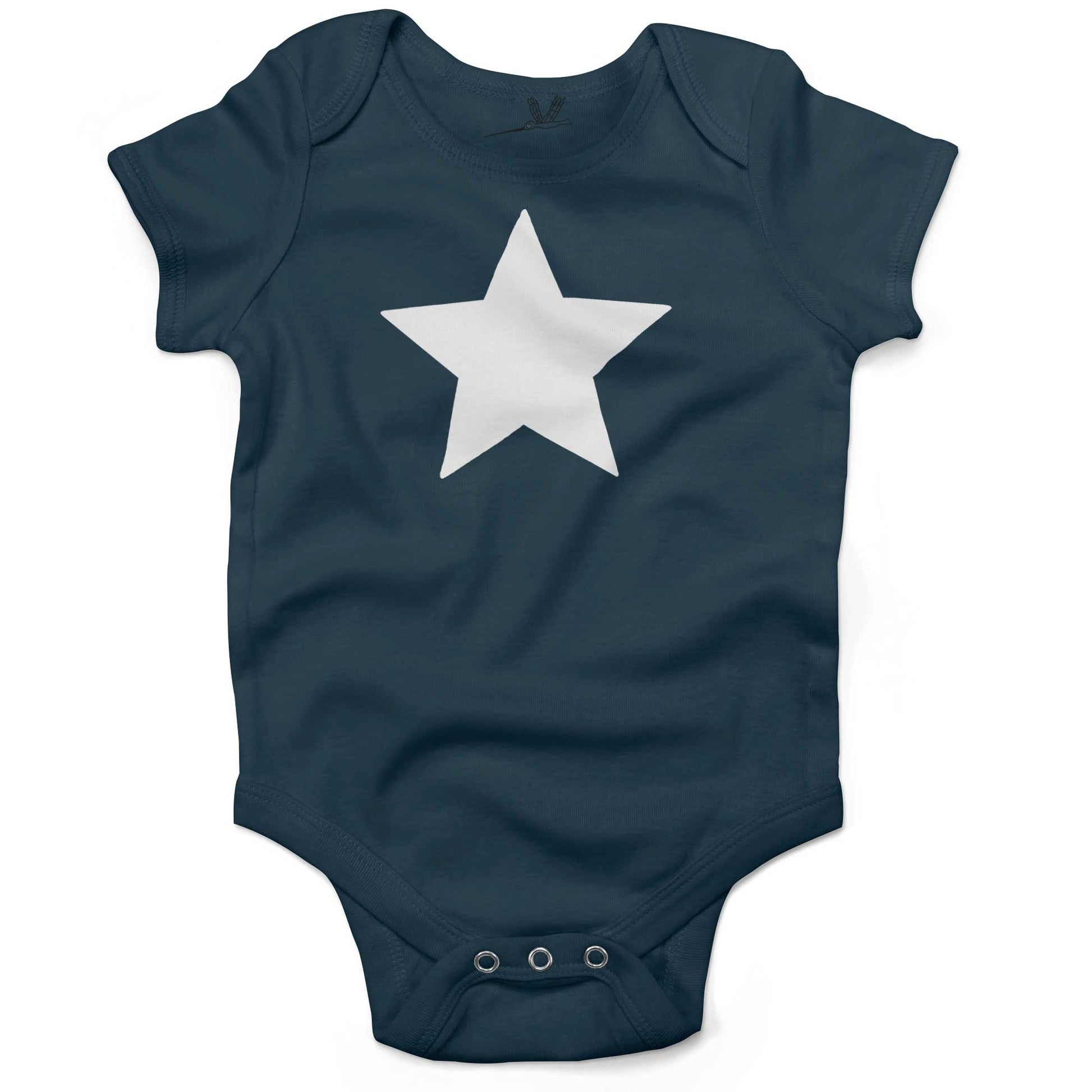 Five Point Star Infant Bodysuit-Organic Pacific Blue-White Star
