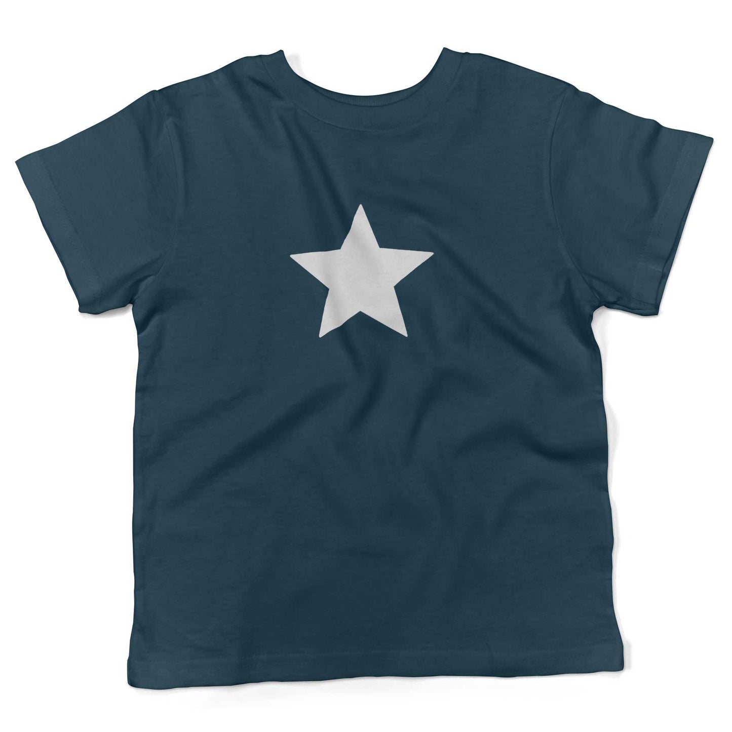 Five-Point Star Toddler Shirt-Organic Pacific Blue-White Star