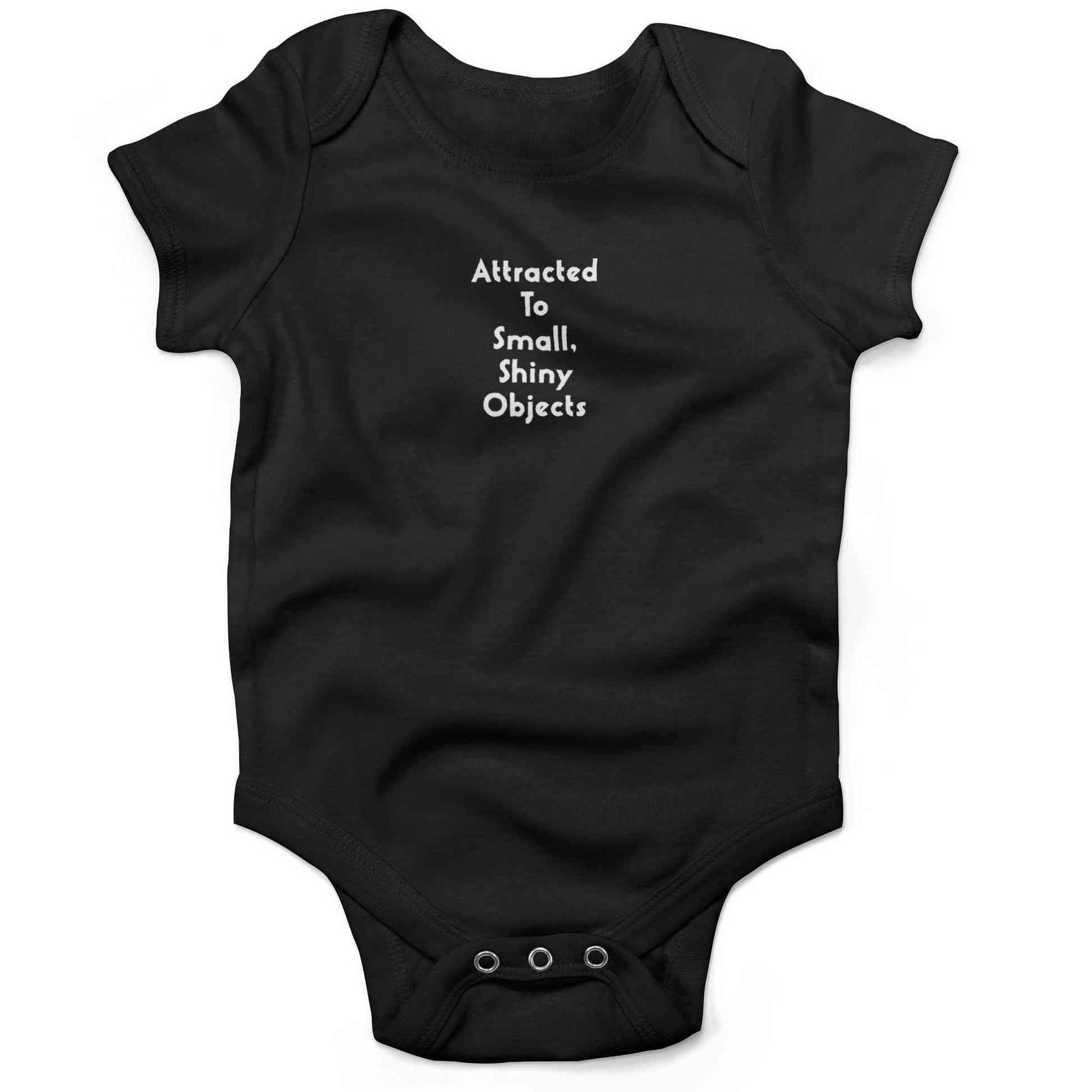 Attracted To Small, Shiny Objects Baby One Piece-Organic Black-3-6 months