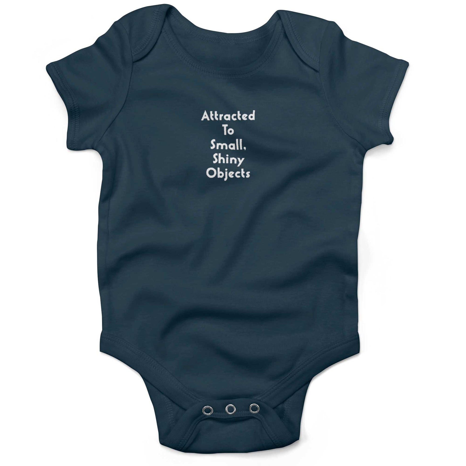 Attracted To Small, Shiny Objects Baby One Piece-Organic Pacific Blue-3-6 months