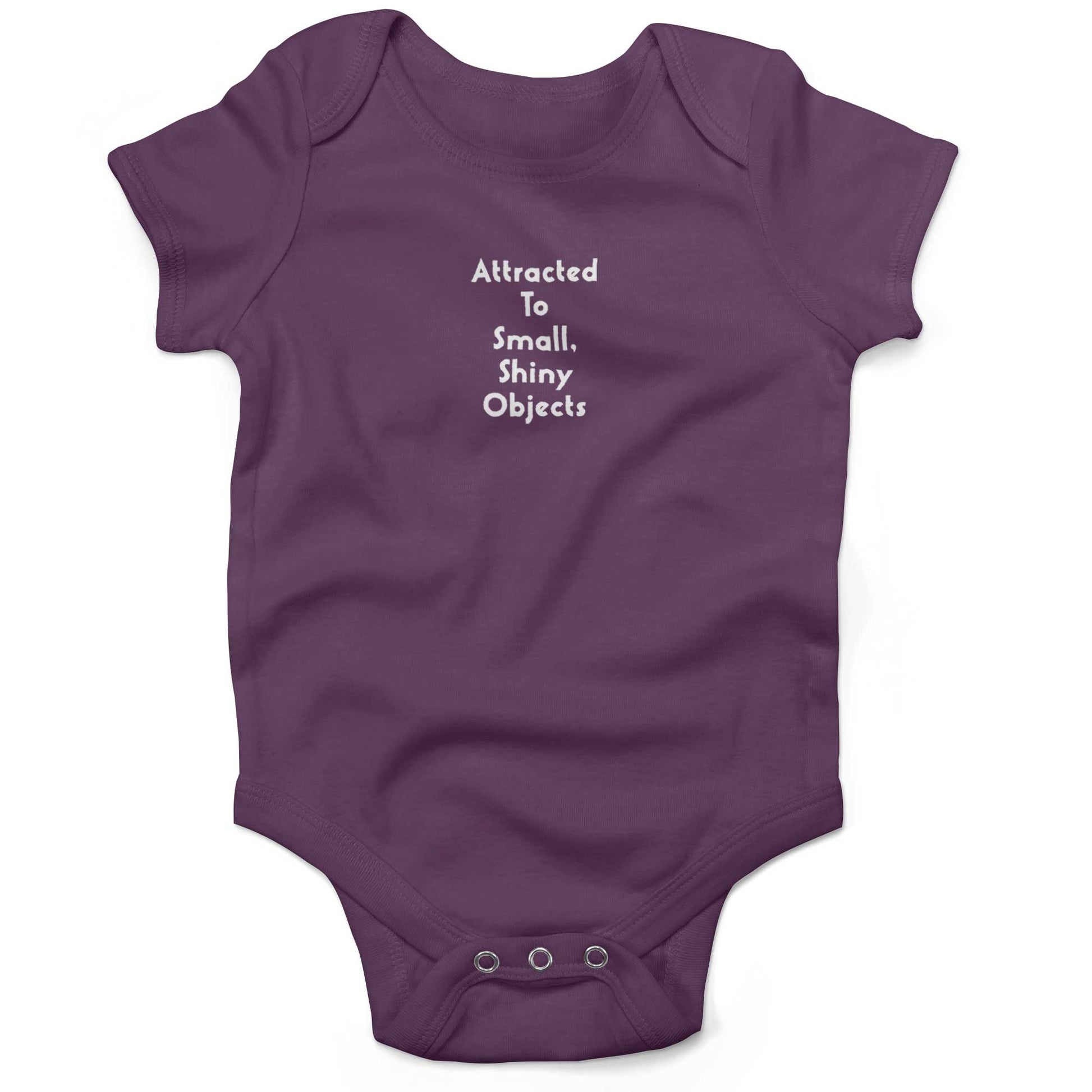 Attracted To Small, Shiny Objects Baby One Piece-Organic Purple-3-6 months